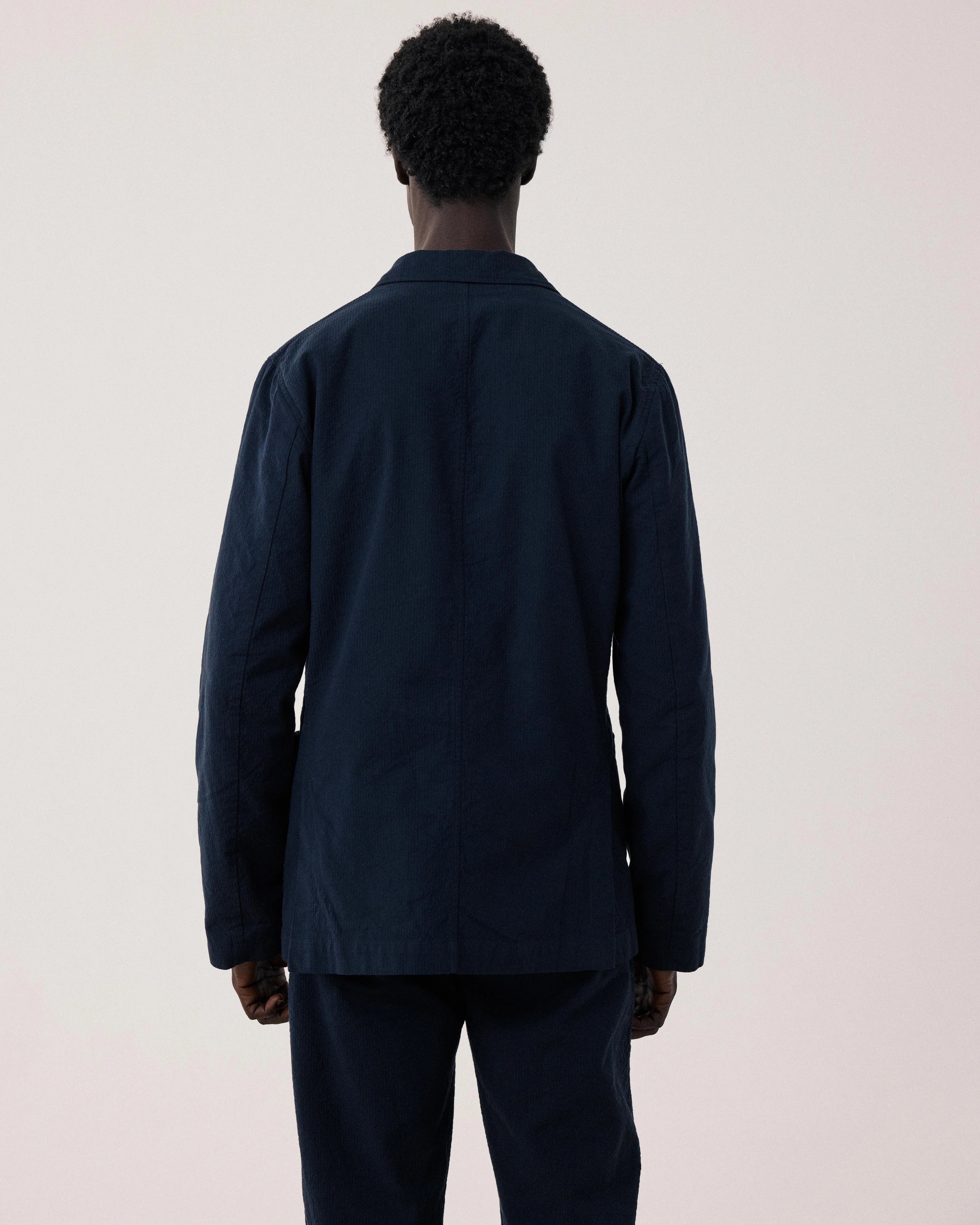 Julian Jacket - Navy Seersucker 'Canete'