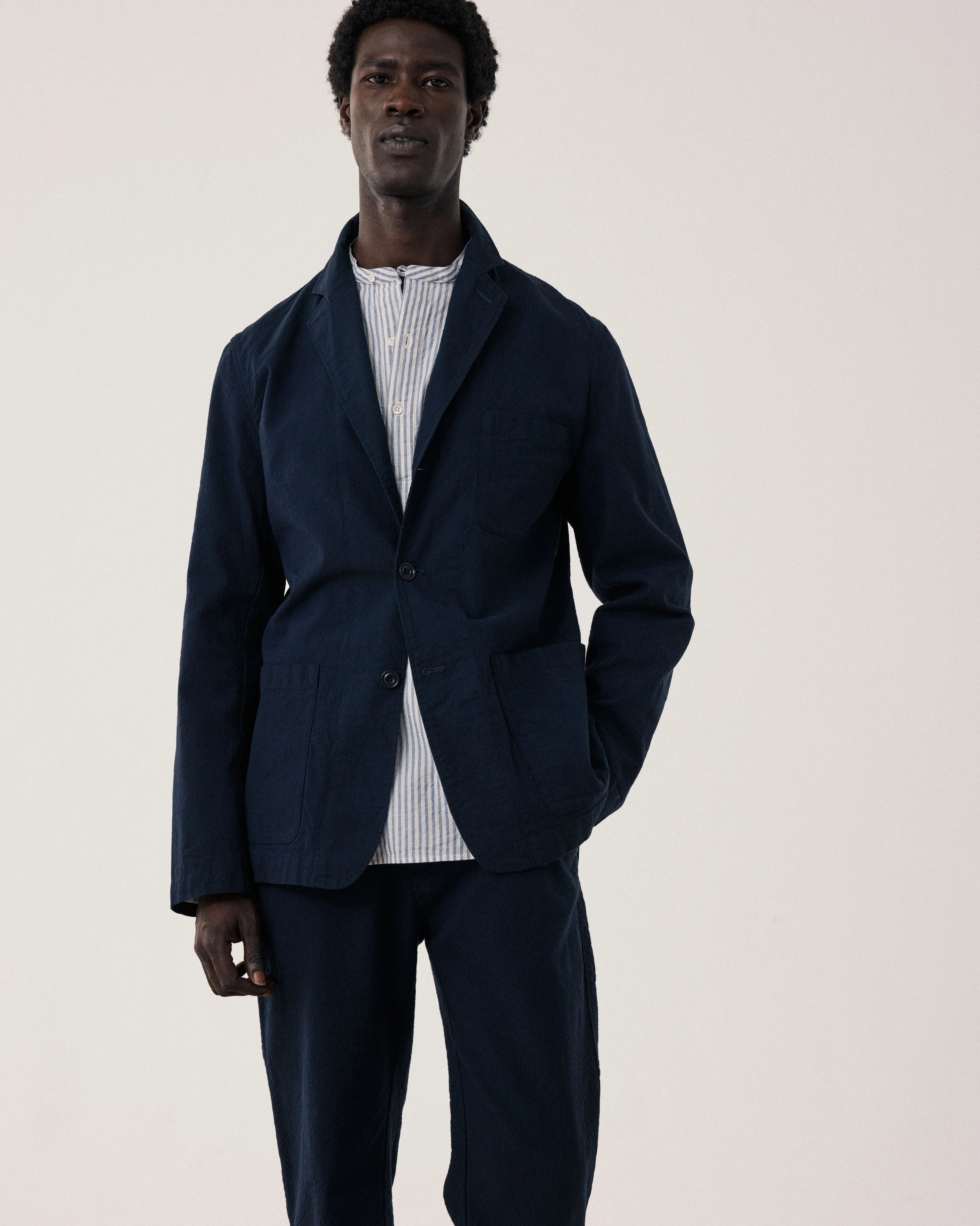 Julian Jacket - Navy Seersucker 'Canete'
