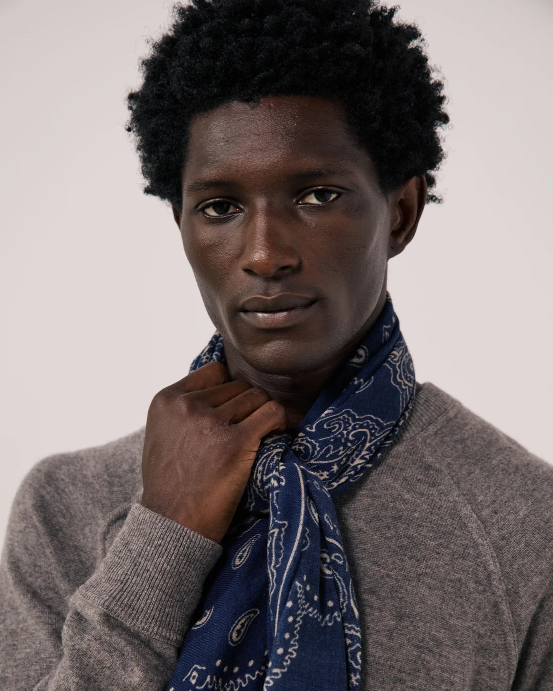 Bandana Scarf 3414 - Navy Paisley Print