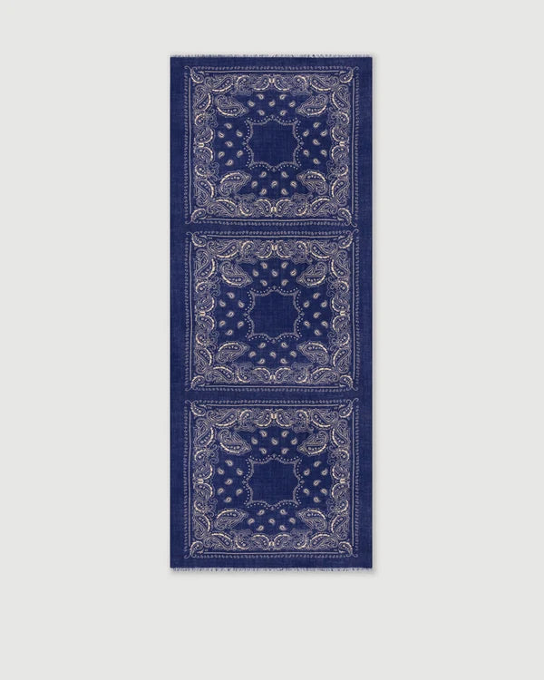 Bandana Scarf 3414 - Navy Paisley Print