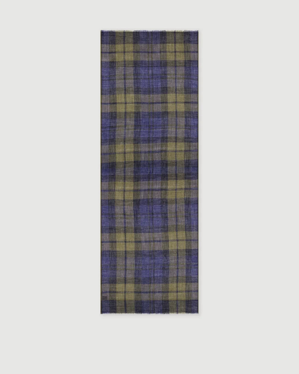 Tartan Scarf - Olive Navy Indigo 02