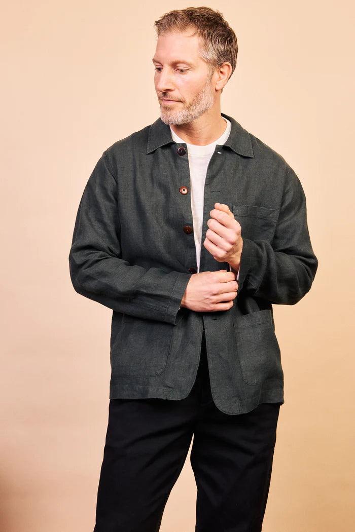 Iffley Linen Jacket - Eucalyptus