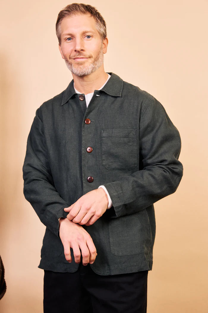 Iffley Linen Jacket - Eucalyptus