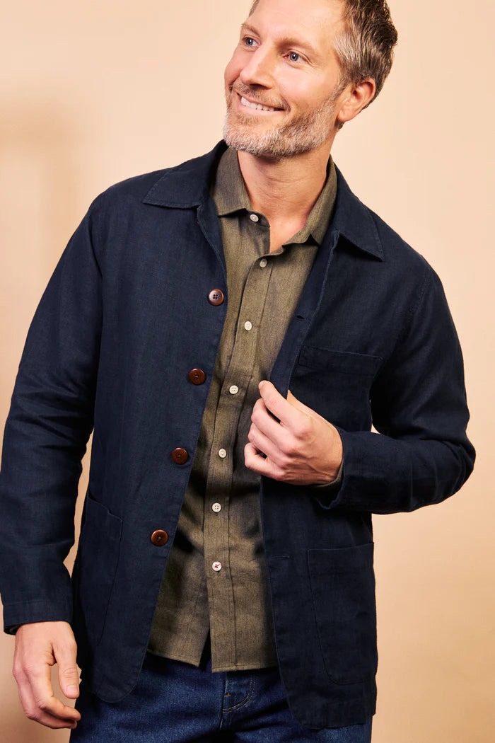 Iffley Linen Jacket - Navy