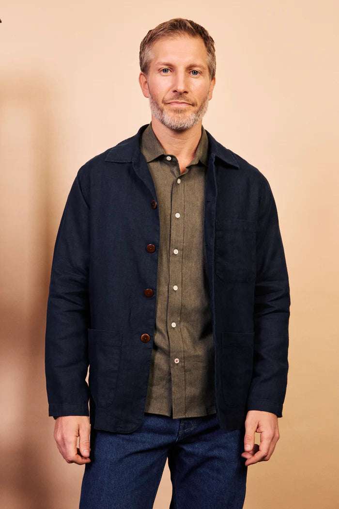 Iffley Linen Jacket - Navy