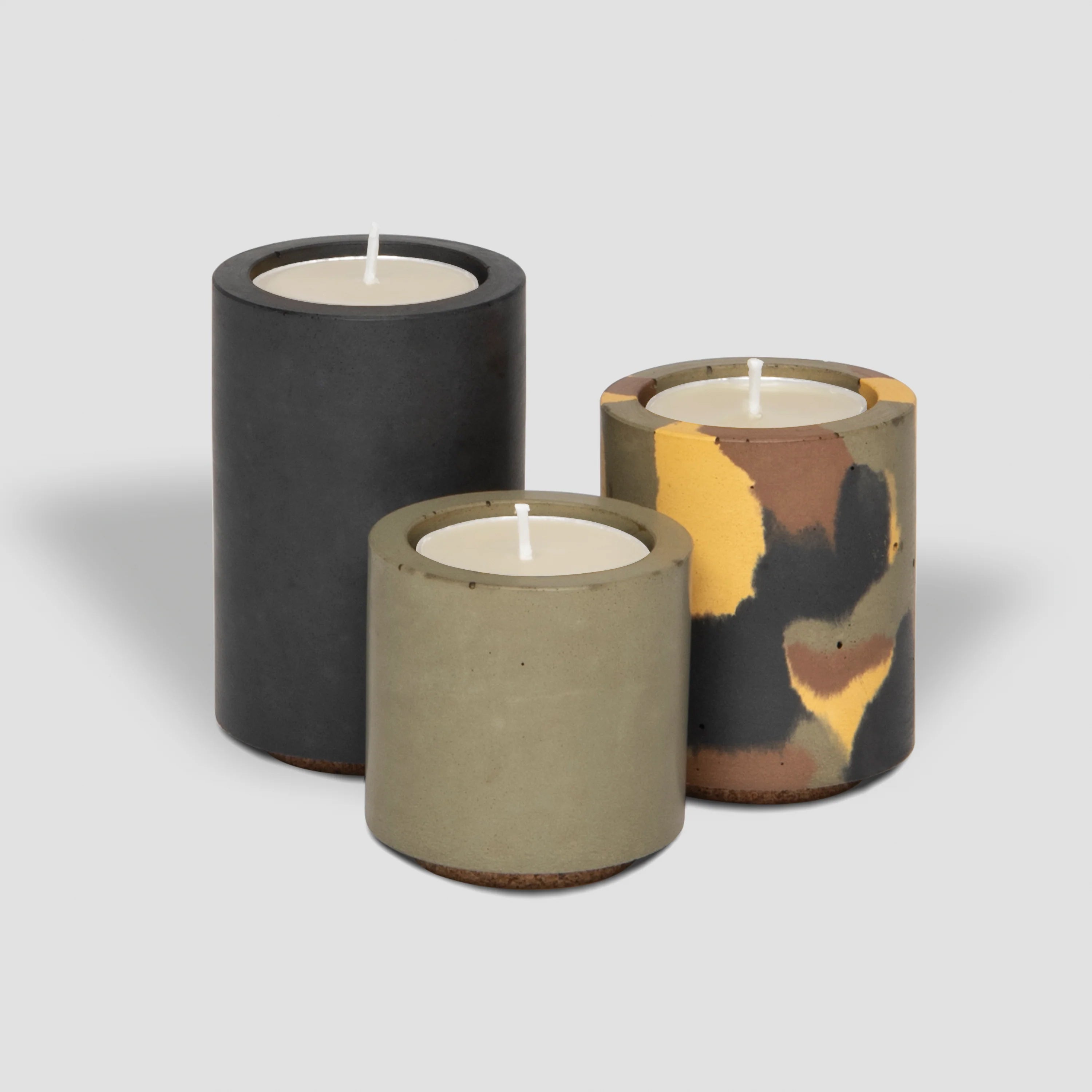 Trio Candle Holder Set - Black/Camo/Olive
