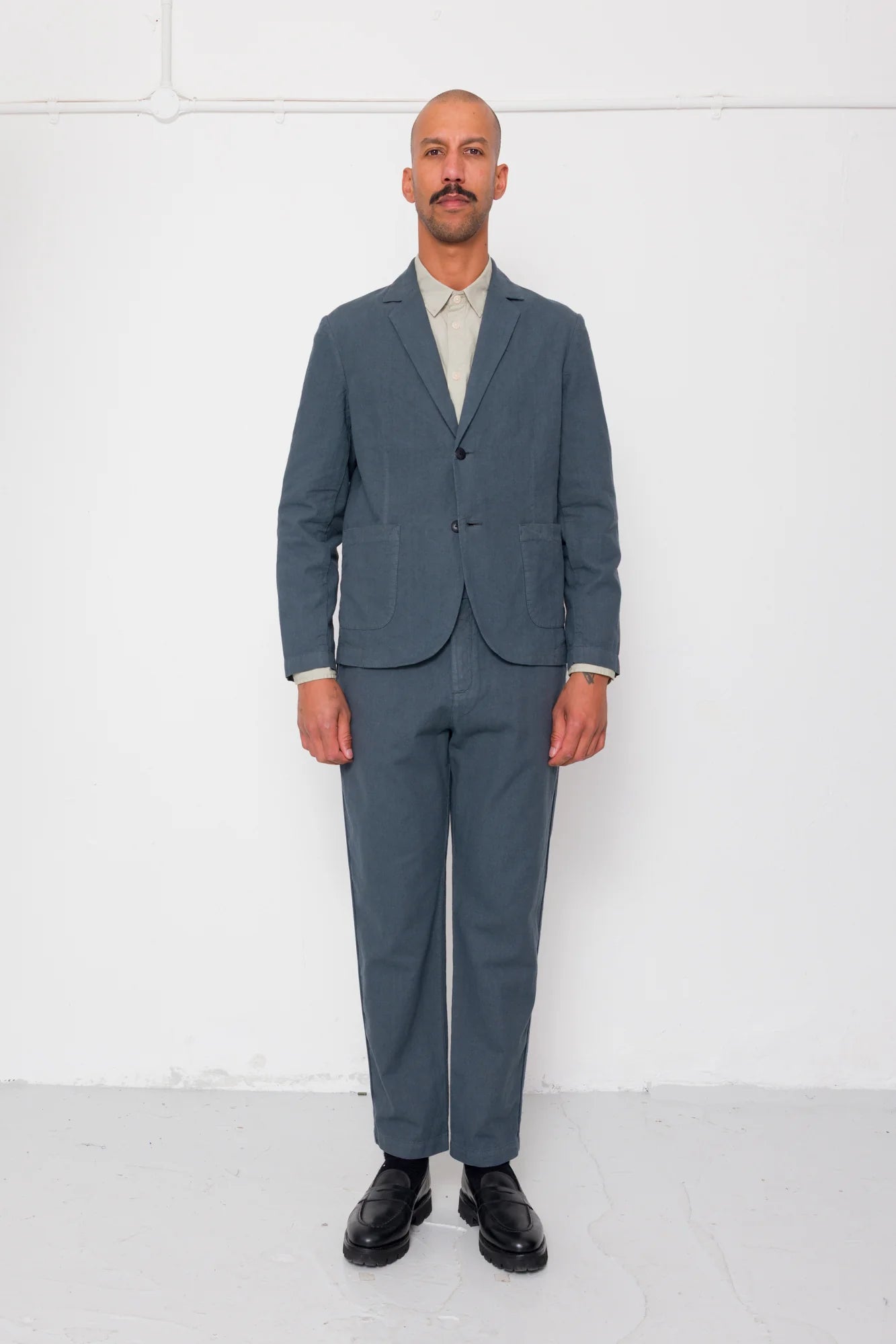 Fixed Waistband Cotton Linen Trouser - Charcoal