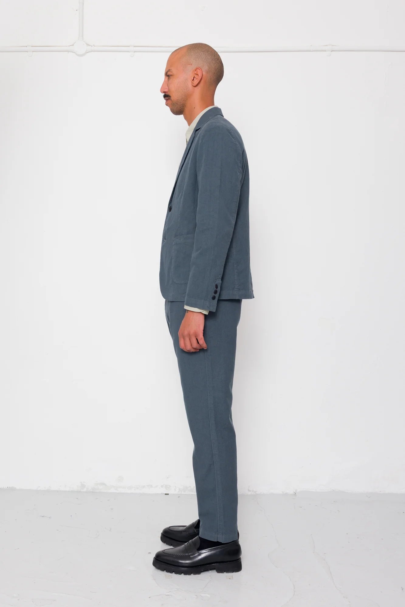 Cotton Linen Trouser - Drawcord Waistband - Charcoal