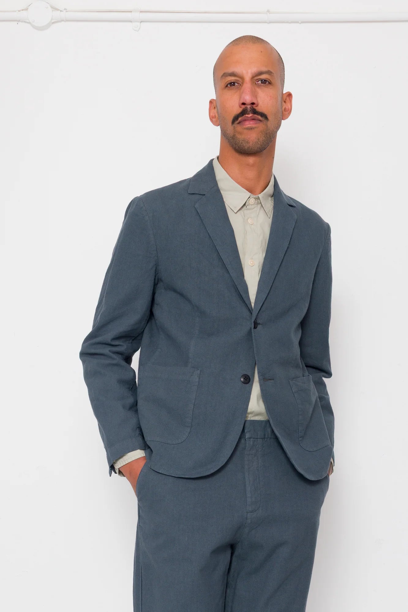 Cotton Linen Blazer - Charcoal
