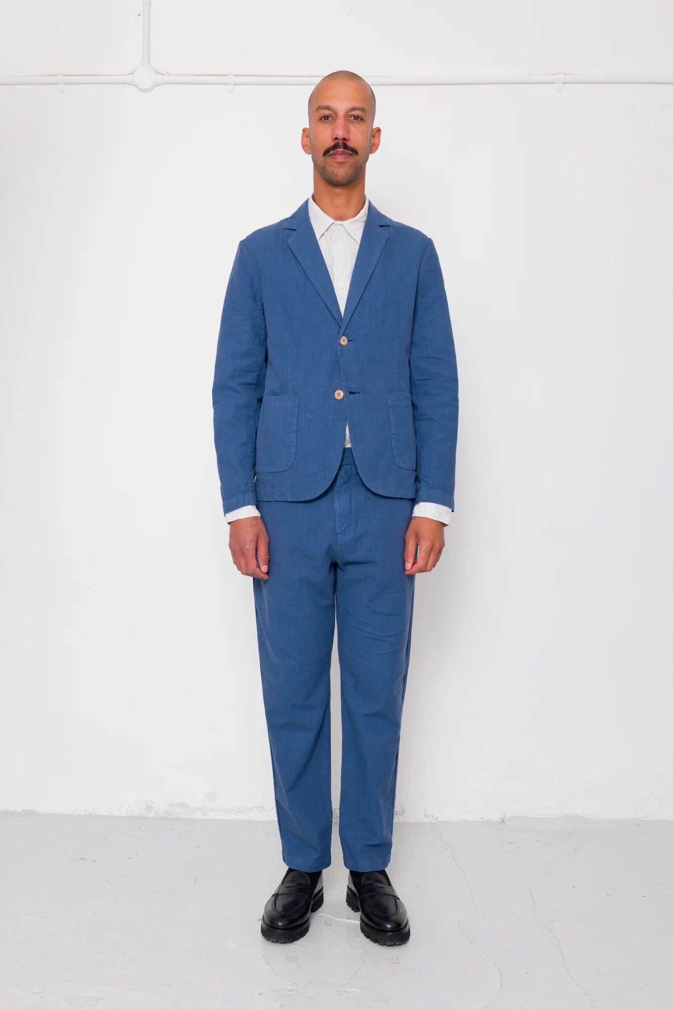 Cotton Linen Blazer - Woad