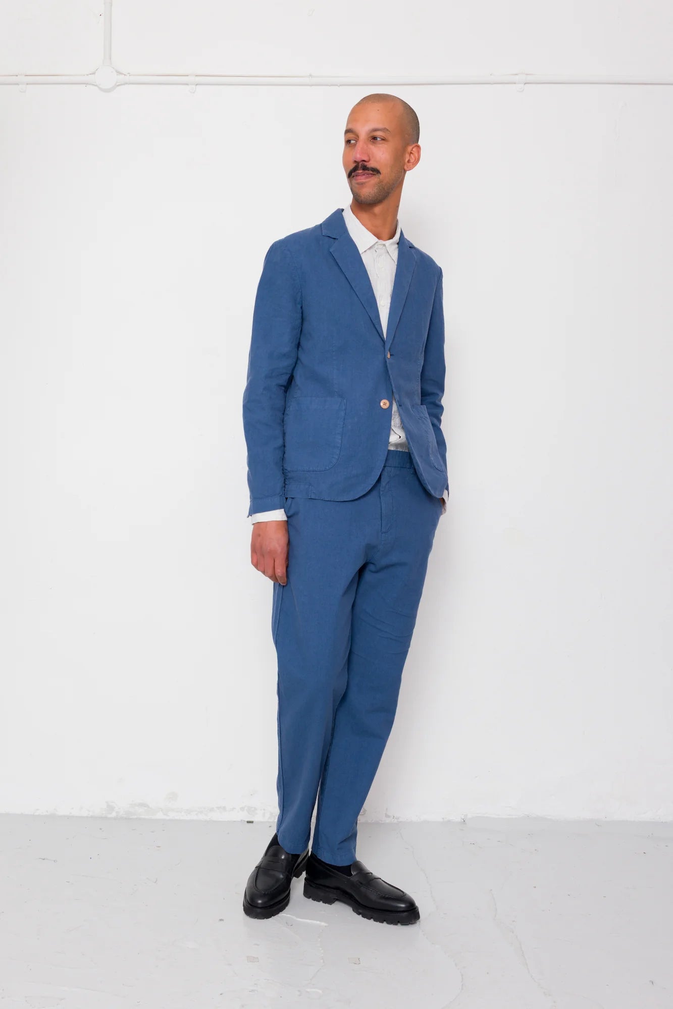 Cotton Linen Blazer - Woad