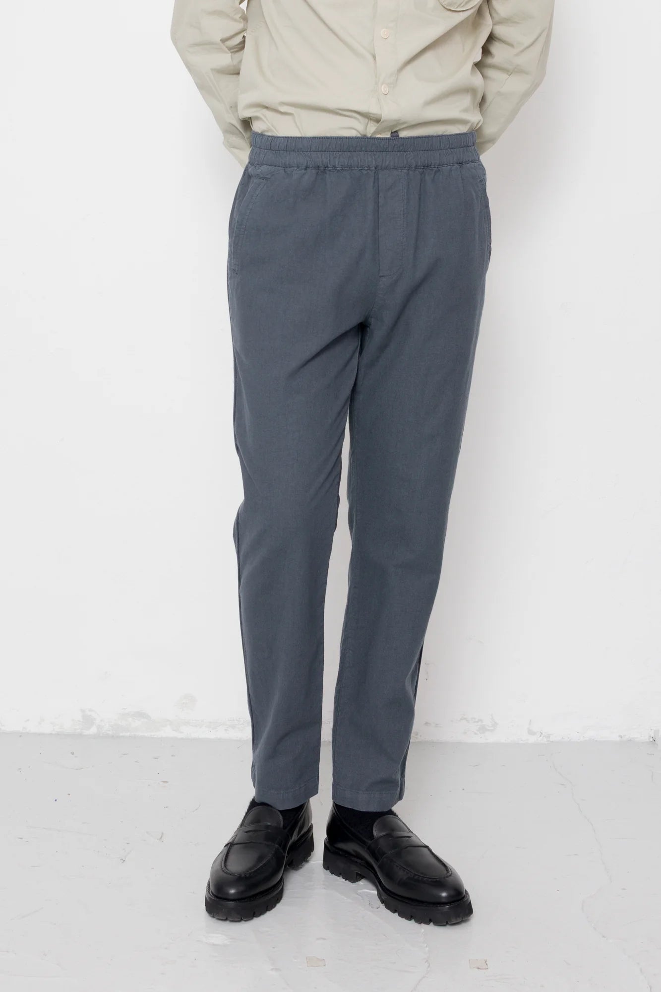 Cotton Linen Trouser - Drawcord Waistband - Charcoal