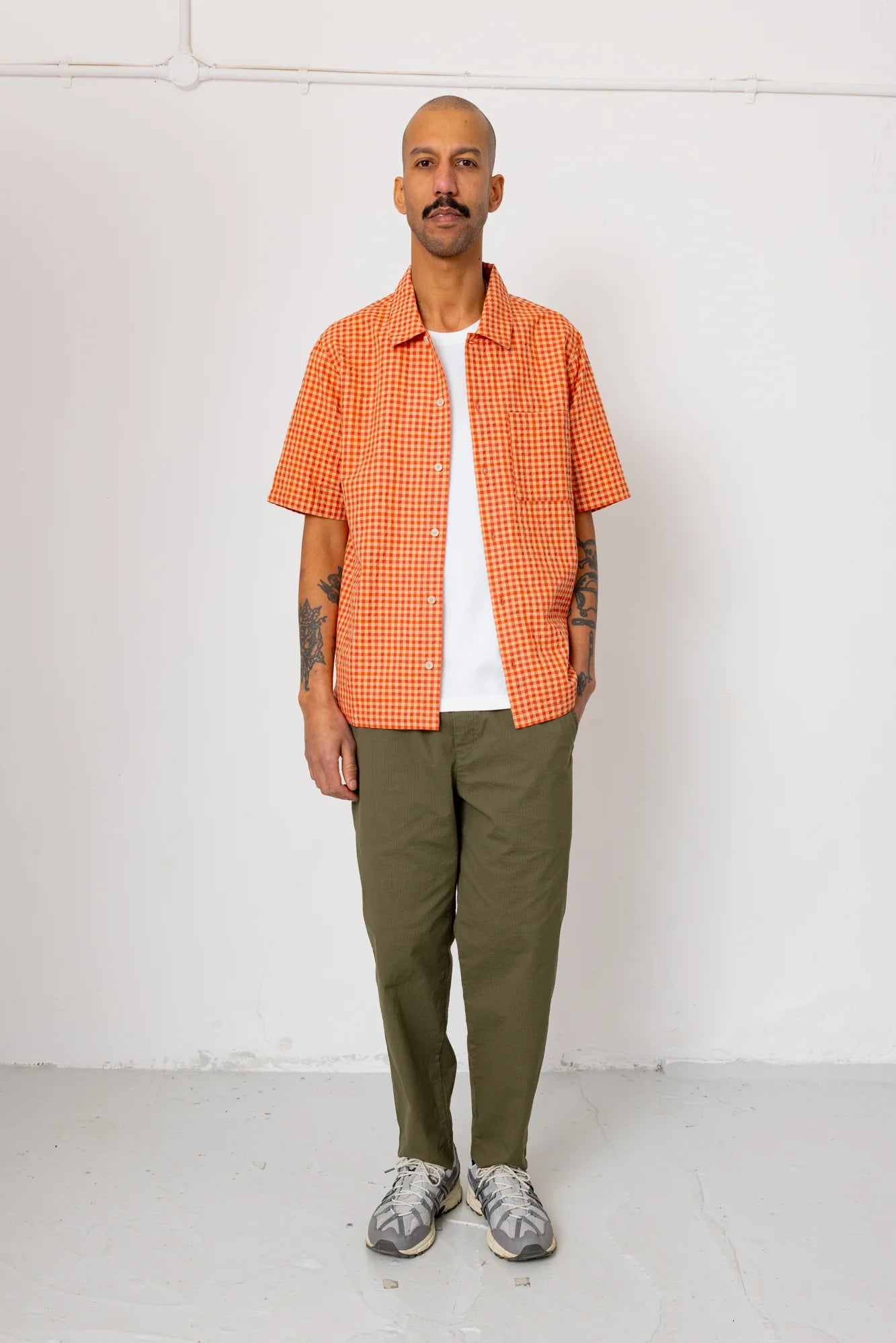 Drawcord Assembly Pant - Dark Olive Seersucker