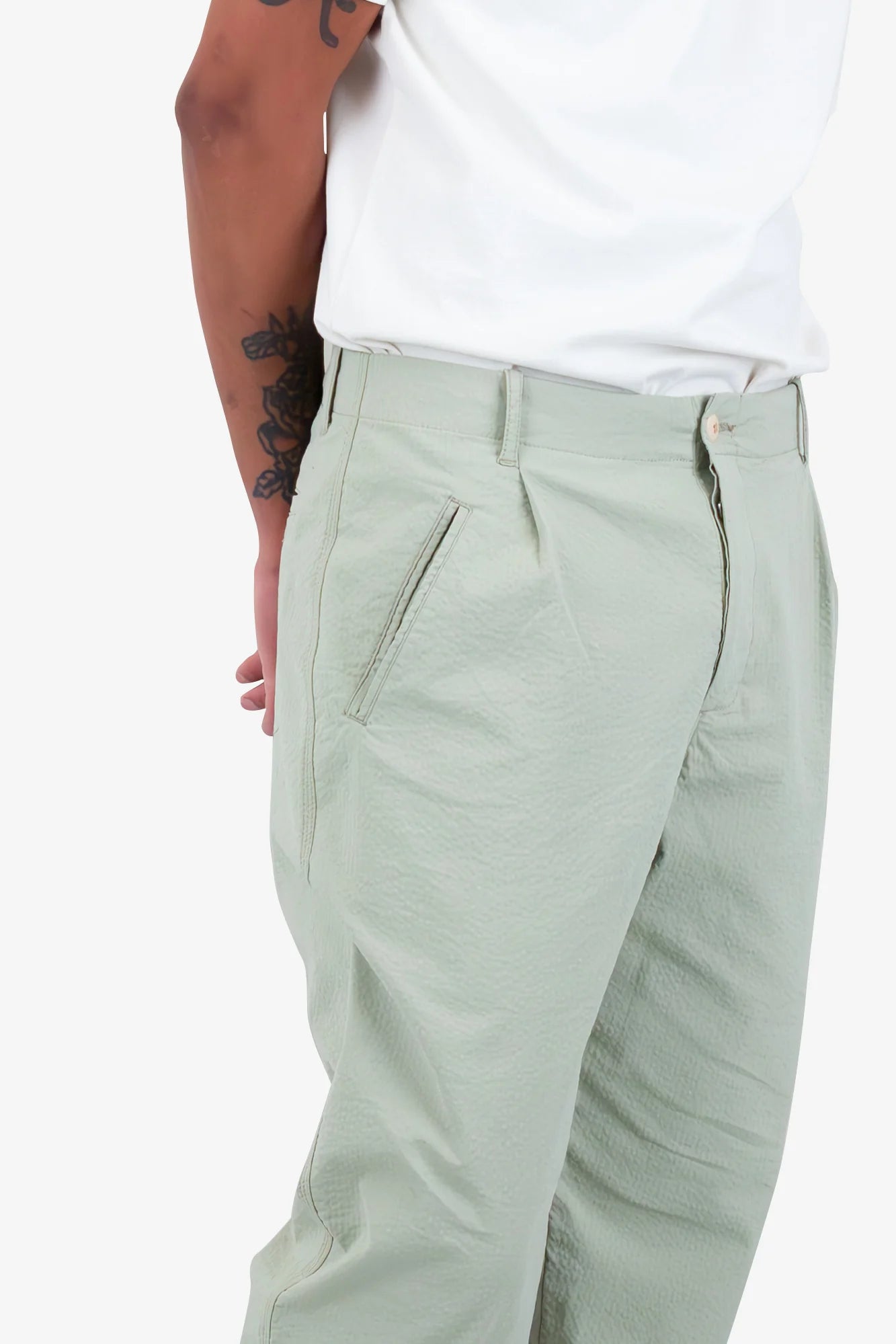 Assembly Trousers - Light Sage Seersucker