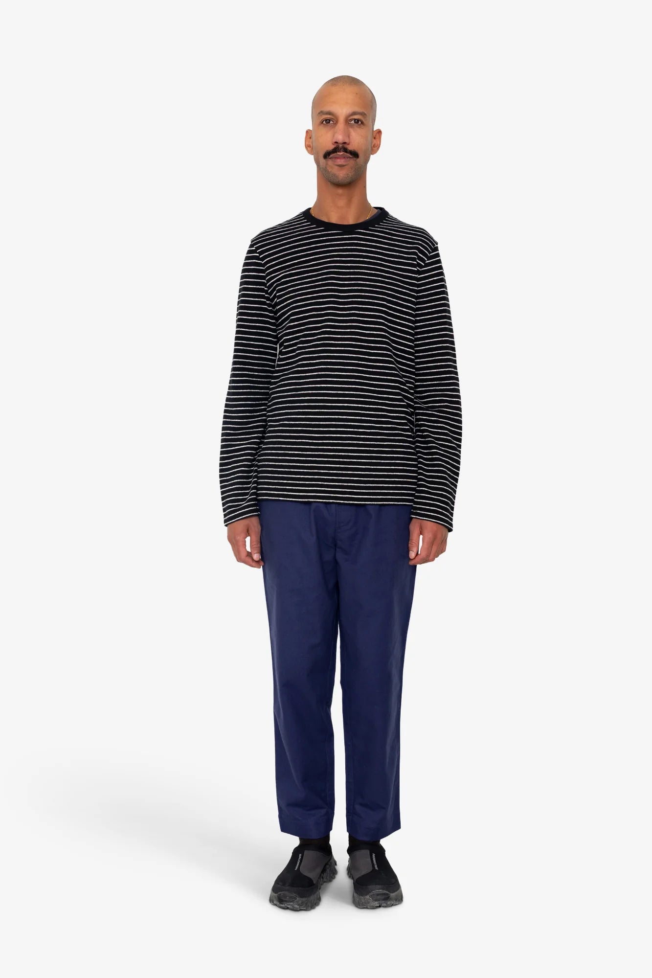 LS Textured Stripe T-Shirt - Black Ecru