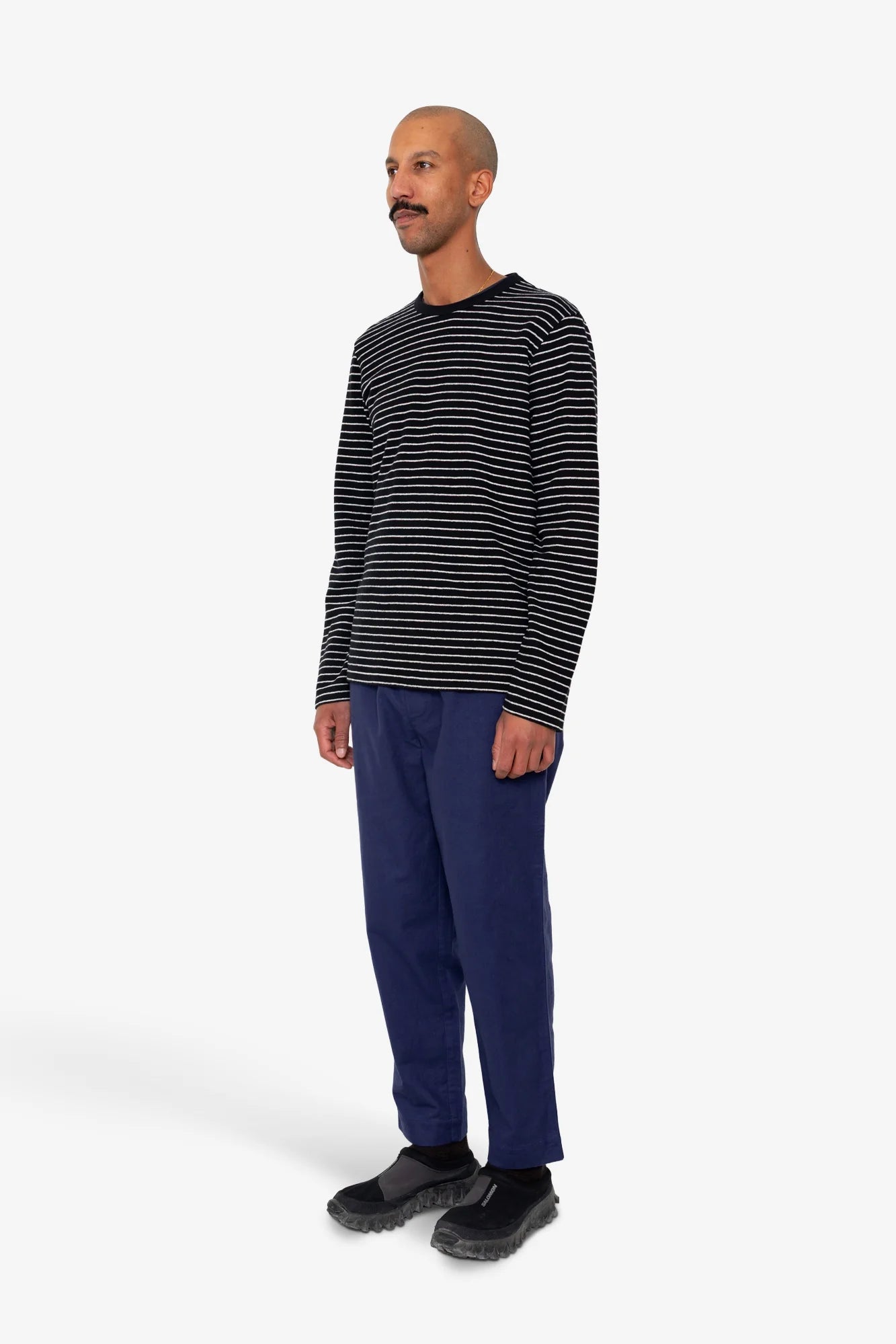 LS Textured Stripe T-Shirt - Black Ecru