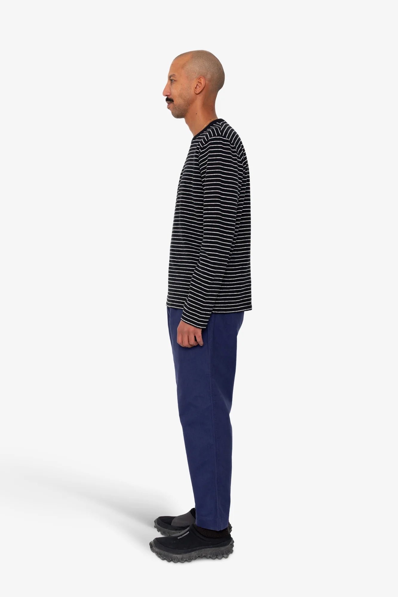 LS Textured Stripe T-Shirt - Black Ecru