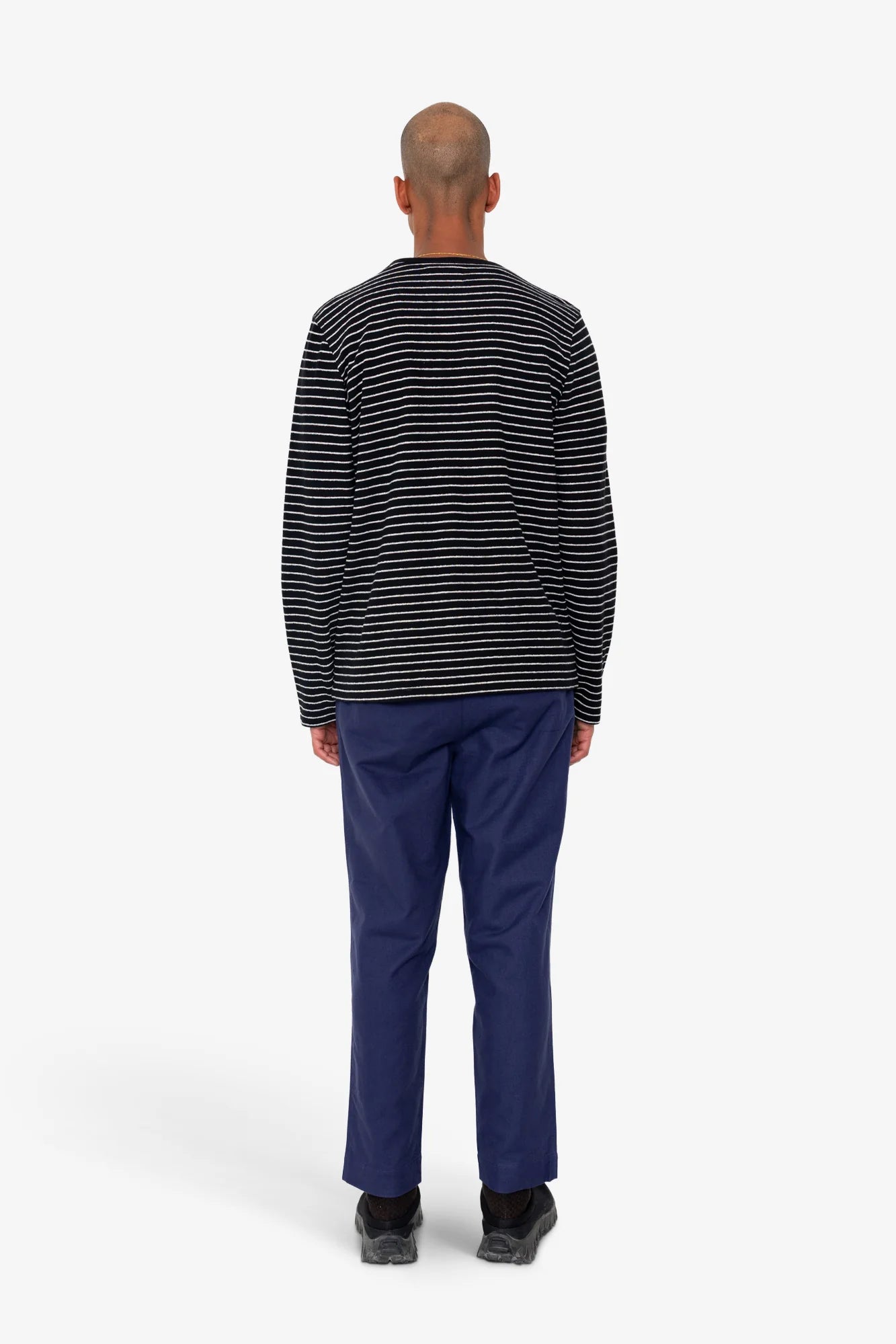 LS Textured Stripe T-Shirt - Black Ecru