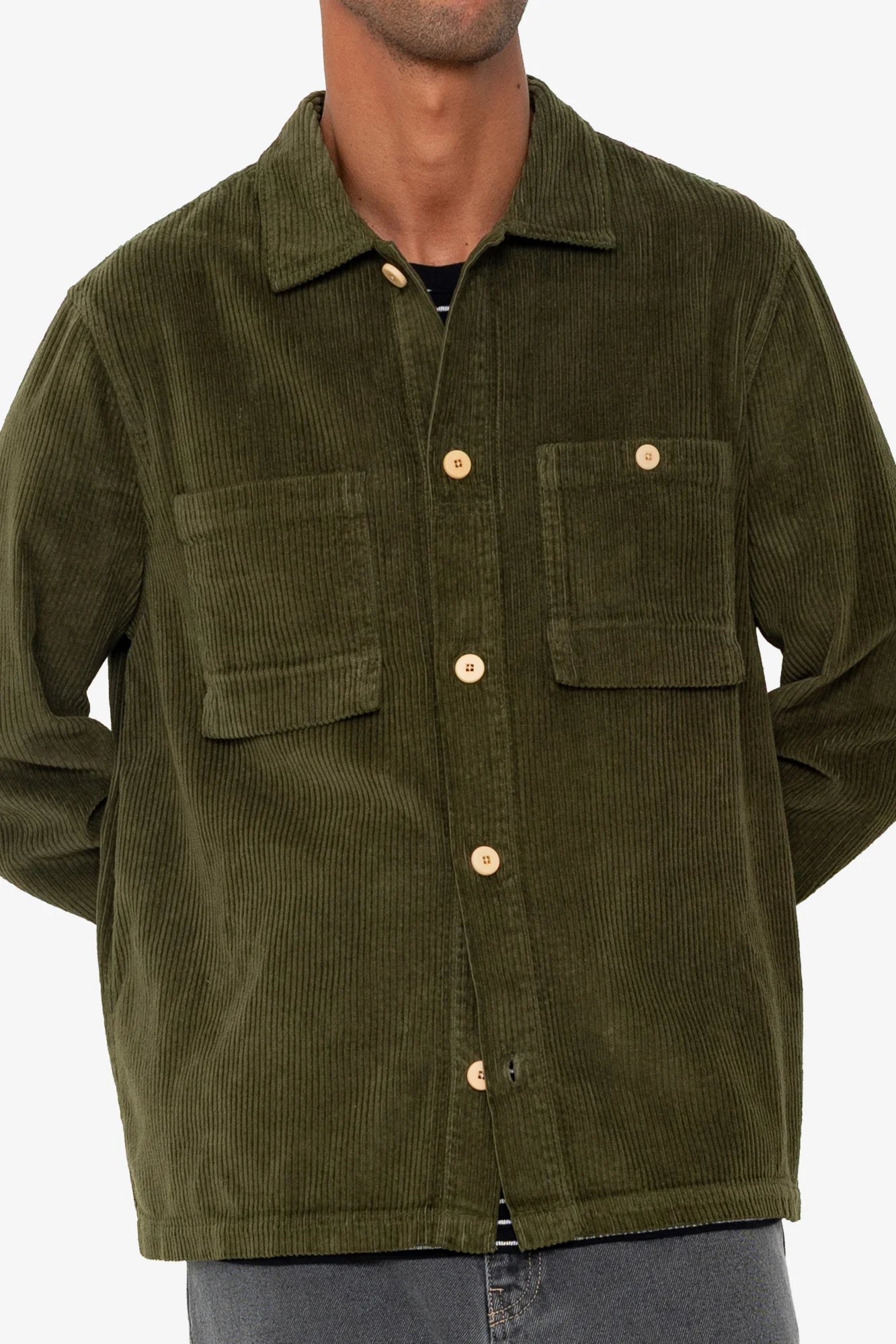 Patch Overshirt - Olive Chunky Cord