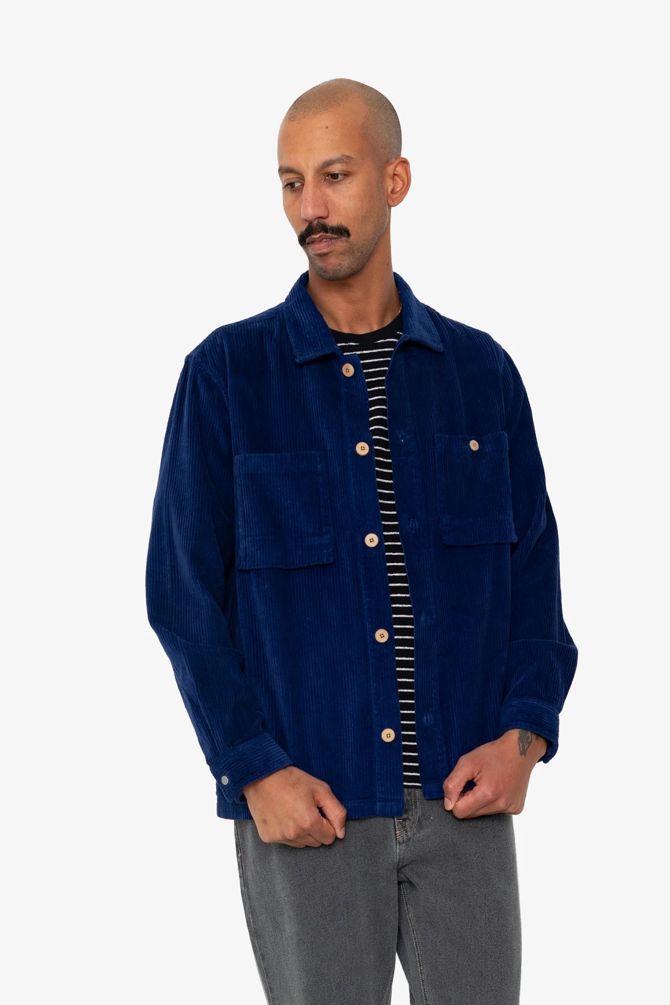 Patch Overshirt - Rich Navy Chunky Cord