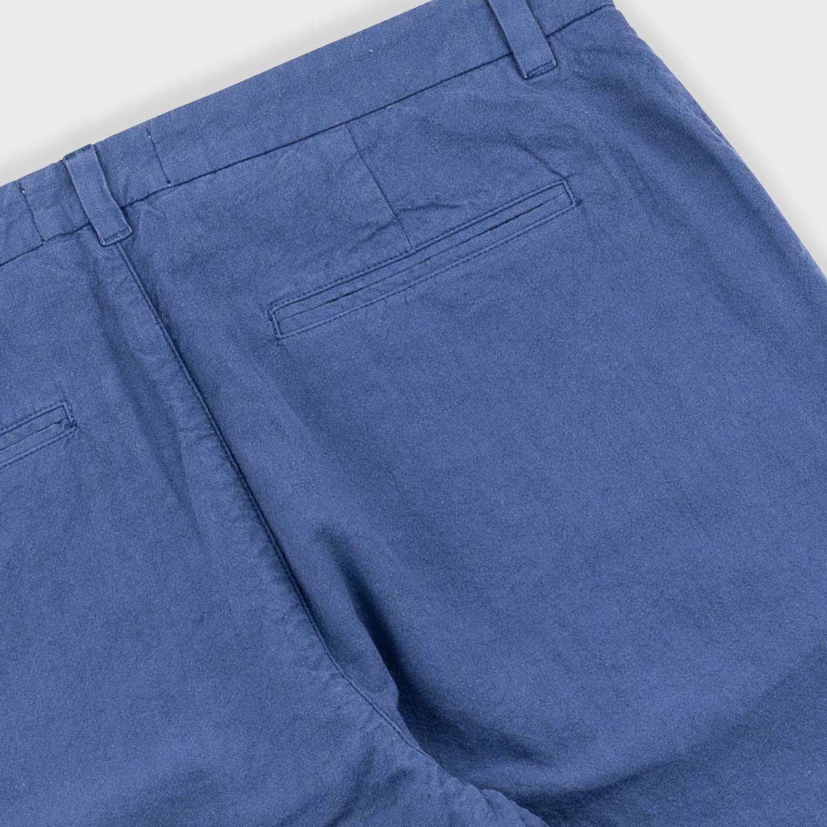 Fixed Waistband Cotton Linen Trouser - Woad
