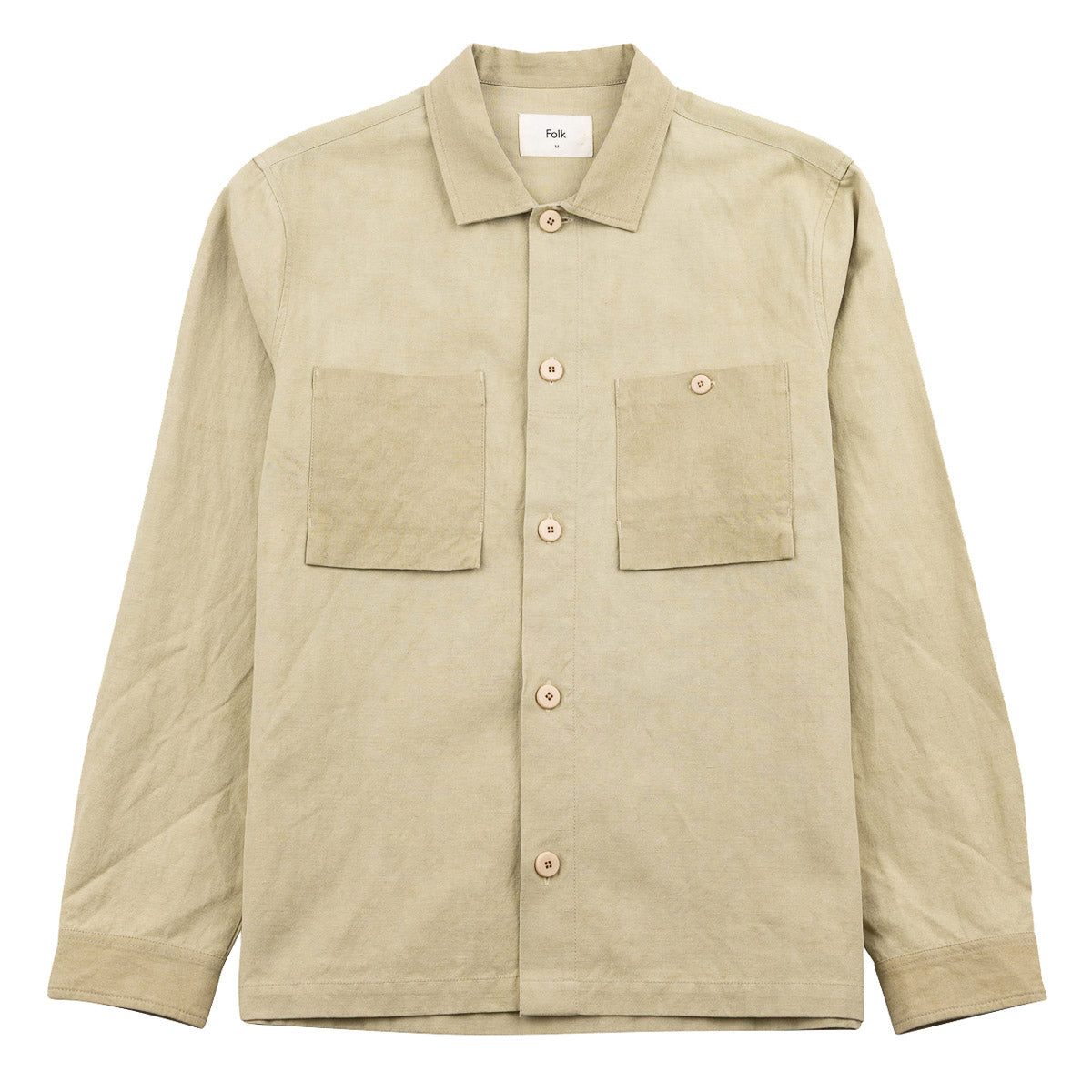Patch Overshirt - Light Khaki Slub Linen