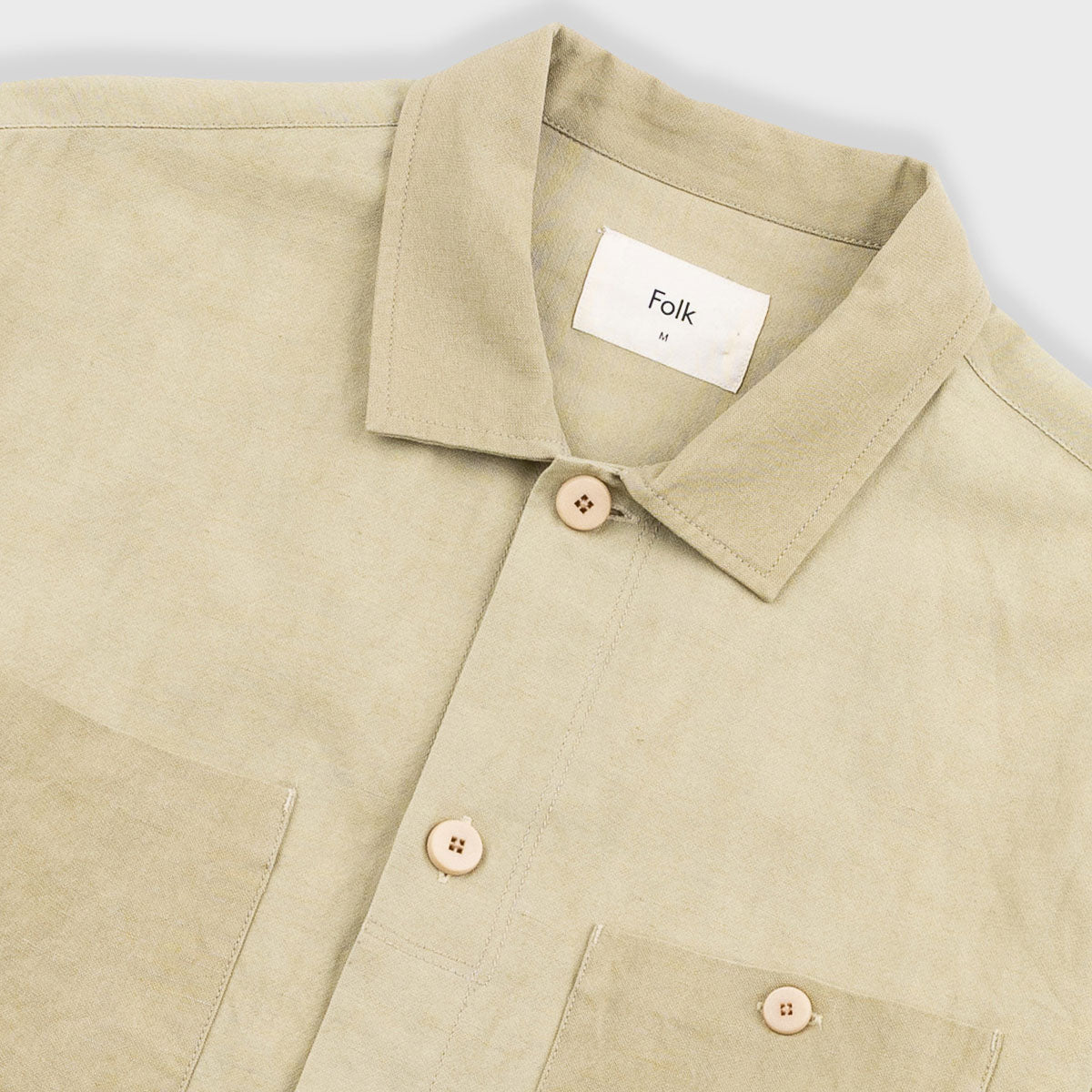 Patch Overshirt - Light Khaki Slub Linen