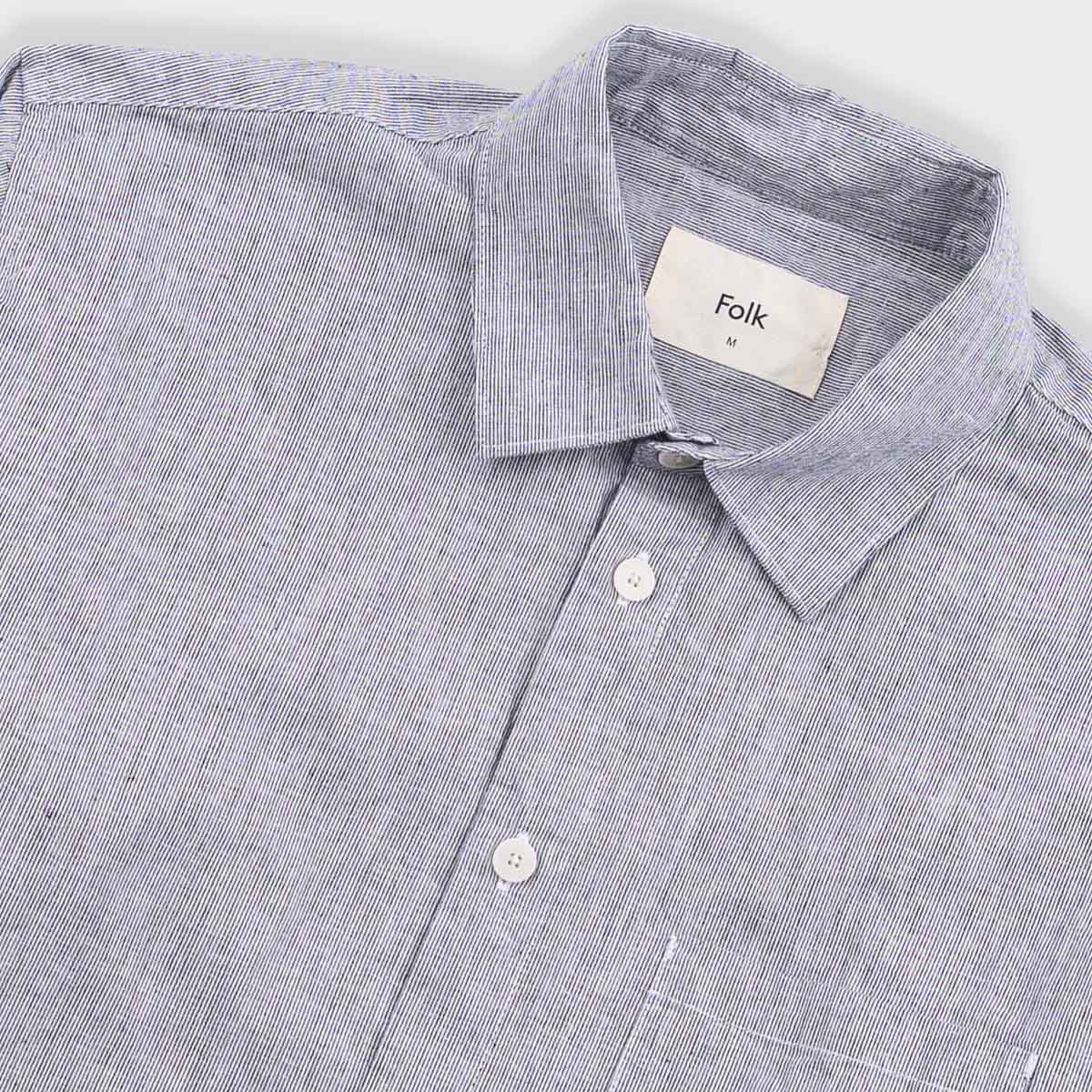 Relaxed Fit Shirt - Black Microstripe Linen