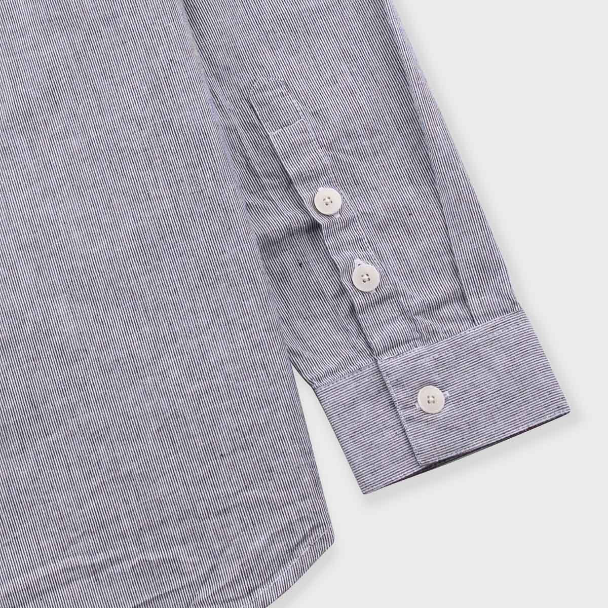 Relaxed Fit Shirt - Black Microstripe Linen