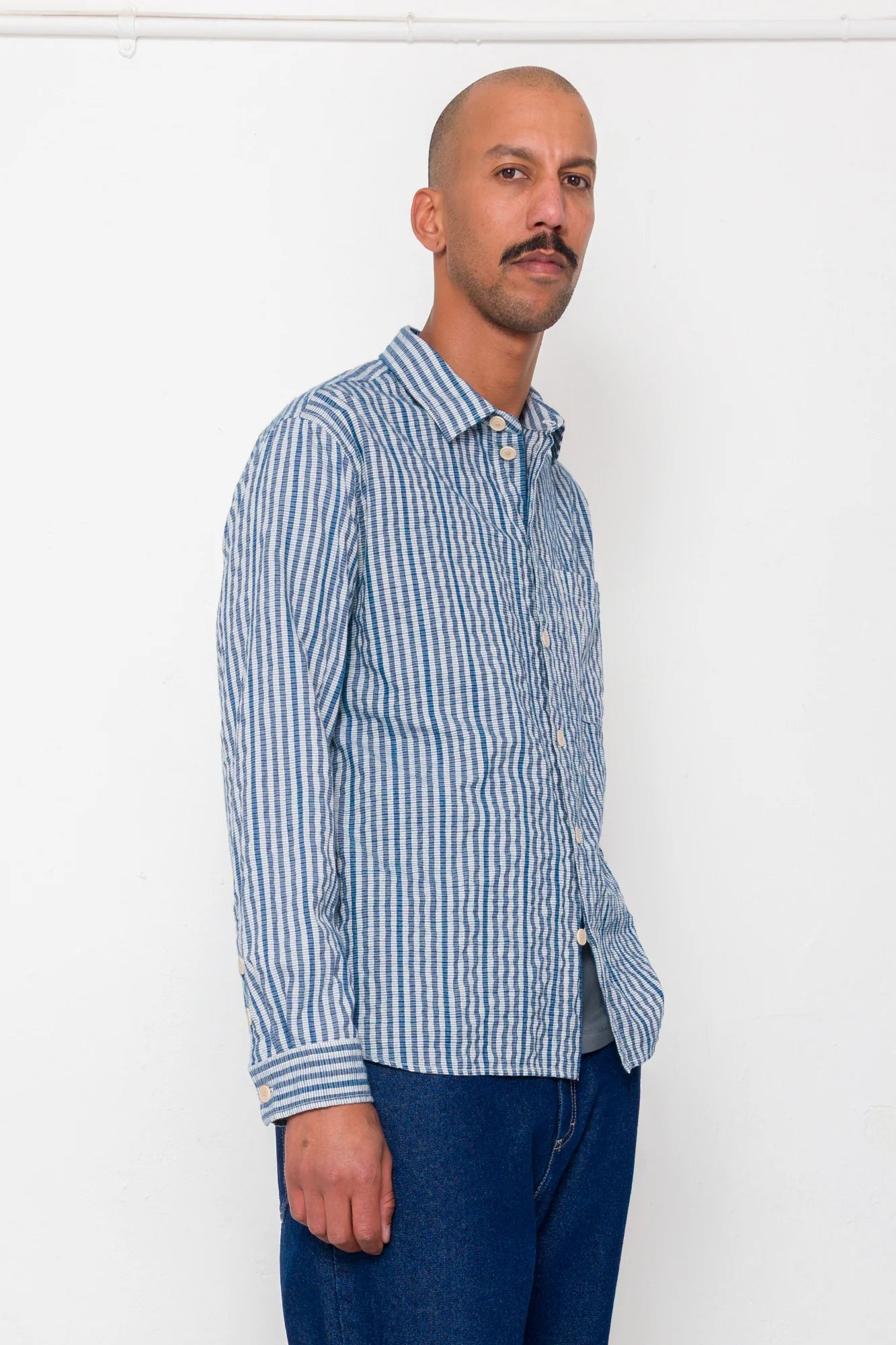 Easy Fit Shirt - Indigo Crinkle Mini Check