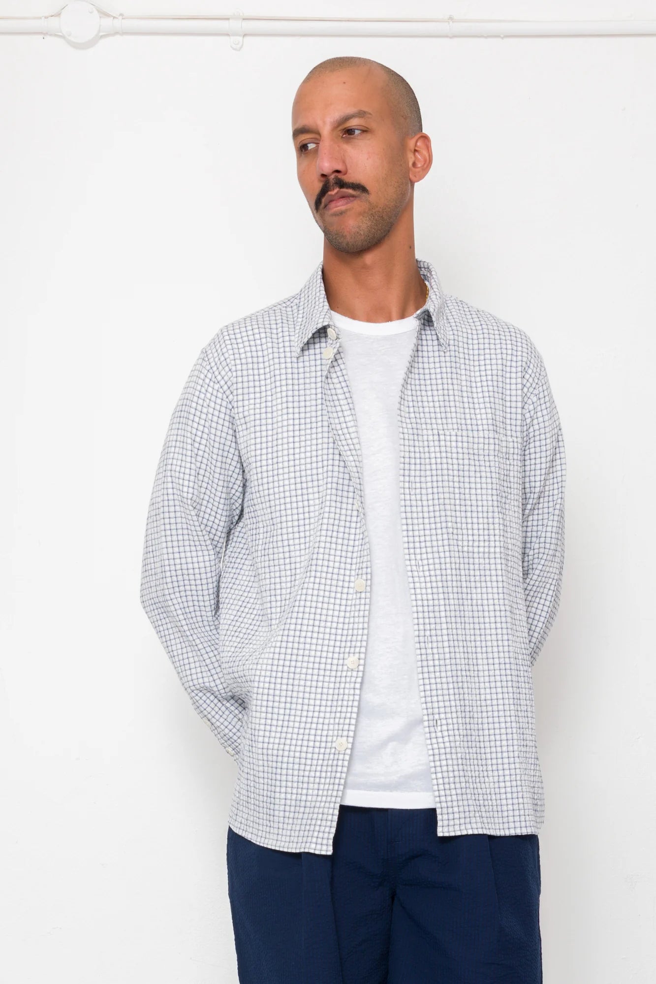 Easy Fit Shirt - Soft Blue Mini Check