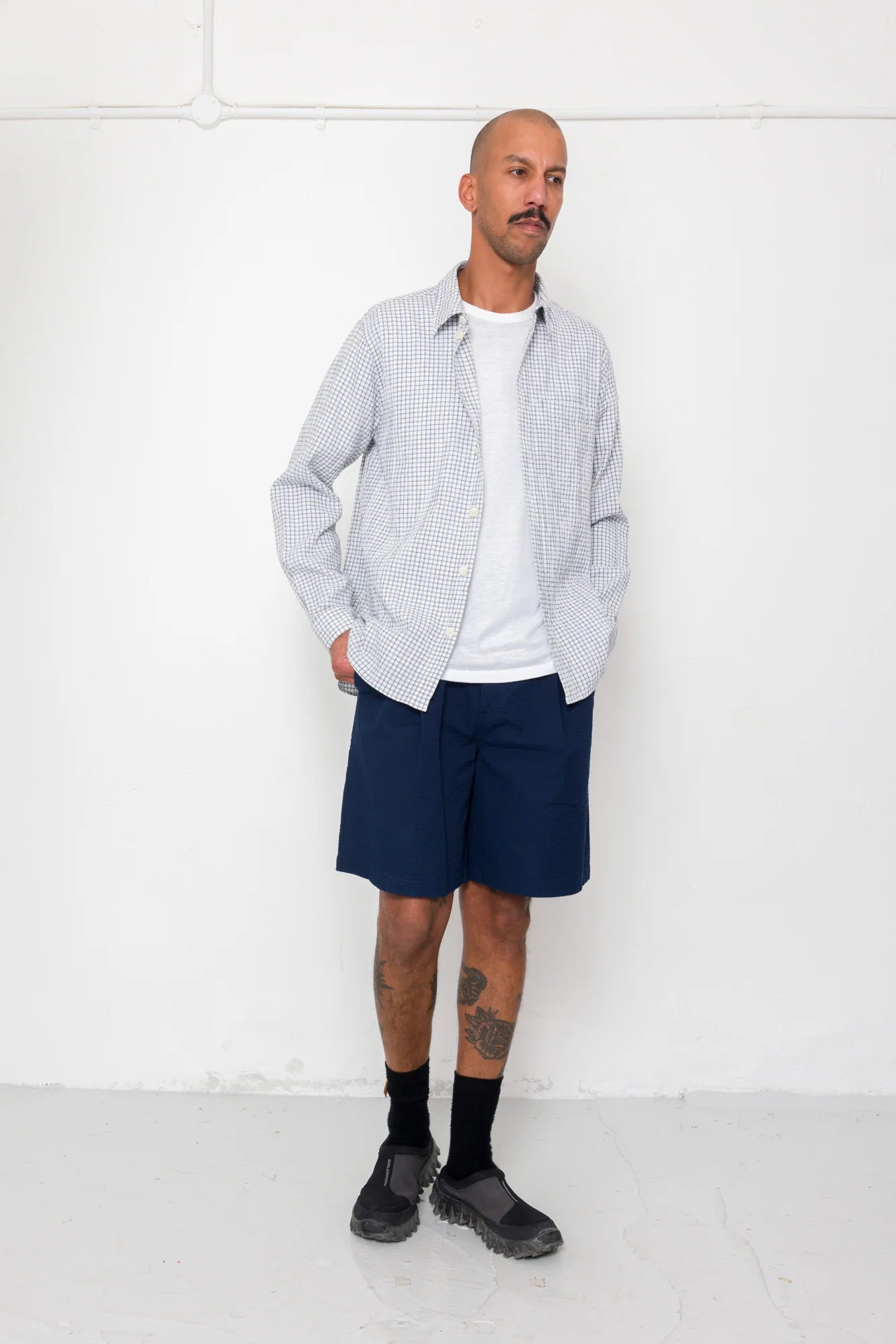 Easy Fit Shirt - Soft Blue Mini Check