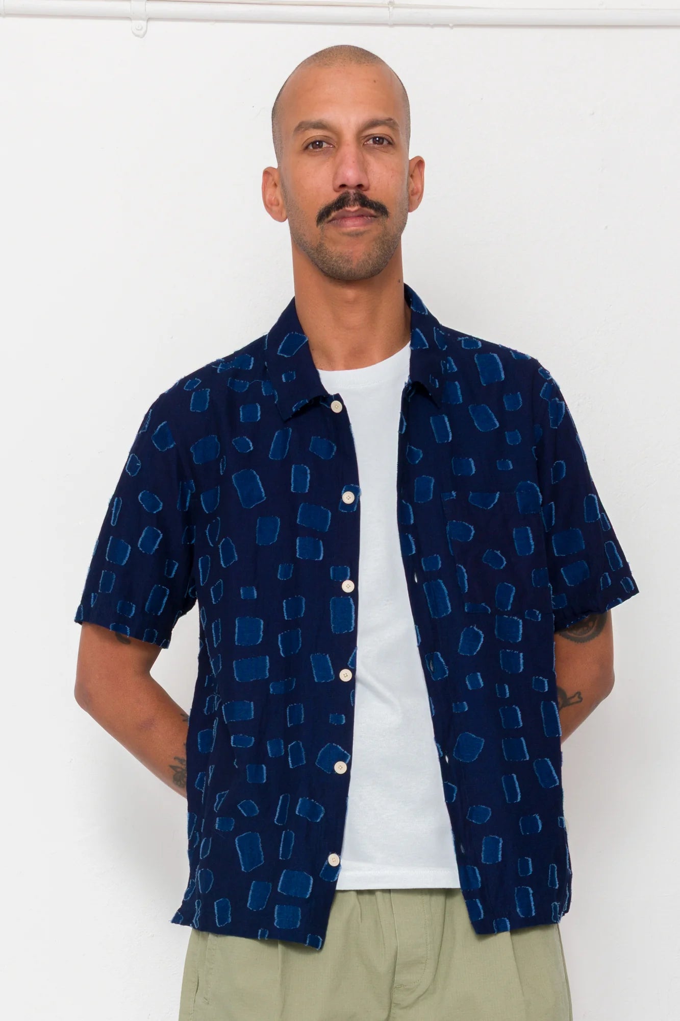 Gabe Shirt - Indigo Irregular Dot