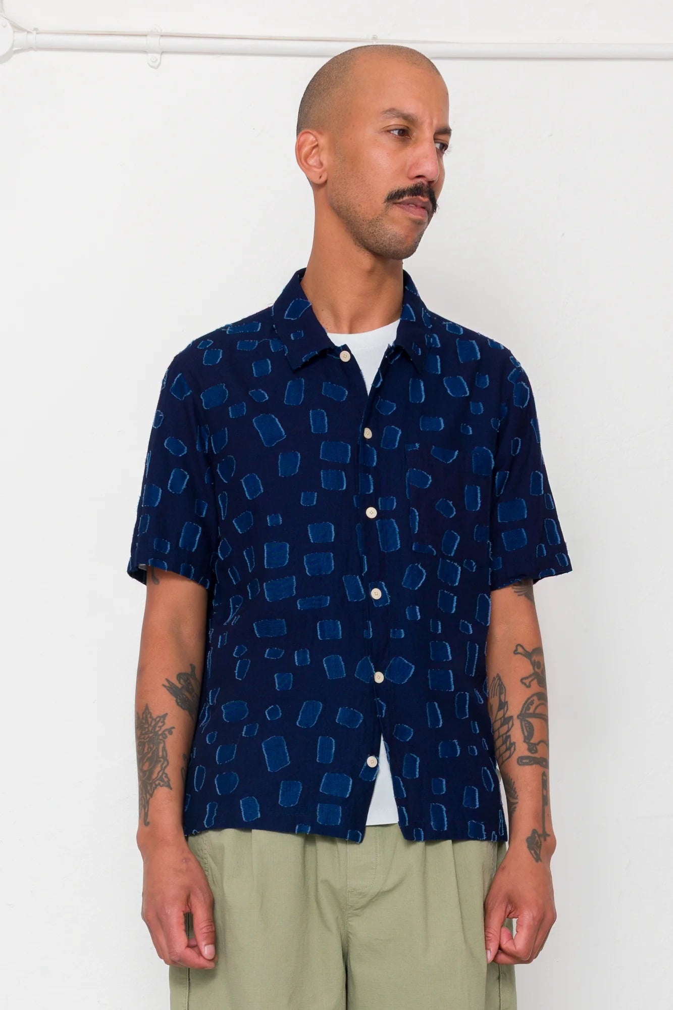 Gabe Shirt - Indigo Irregular Dot