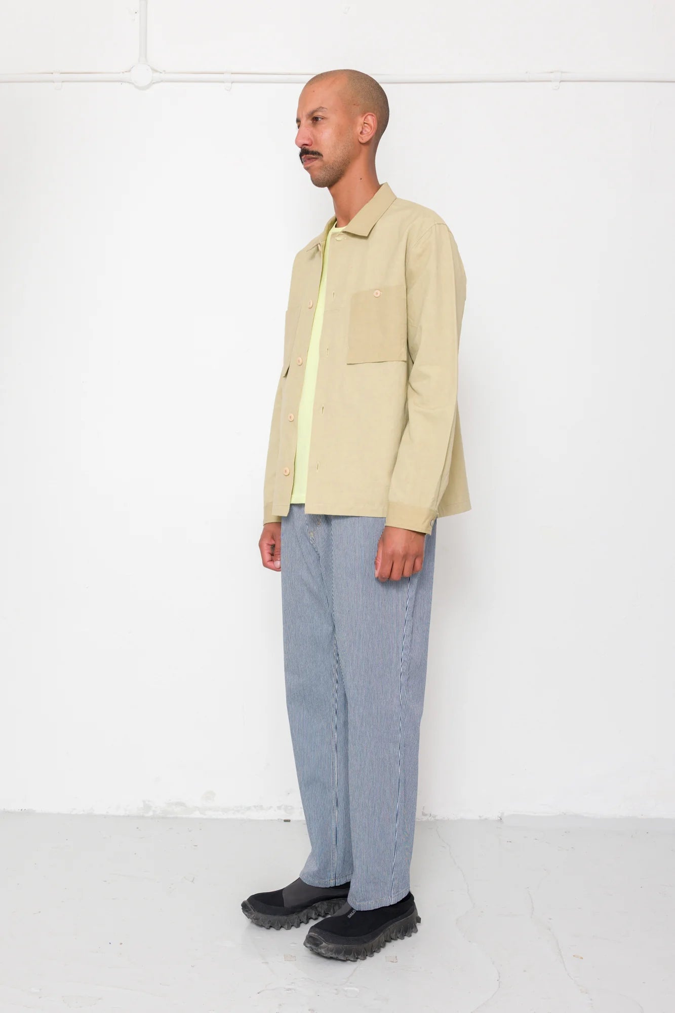 Patch Overshirt - Light Khaki Slub Linen