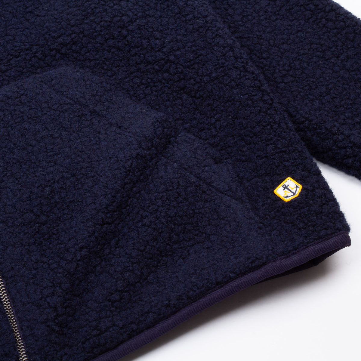 Zipped Sherpa Jacket - Navy Wool