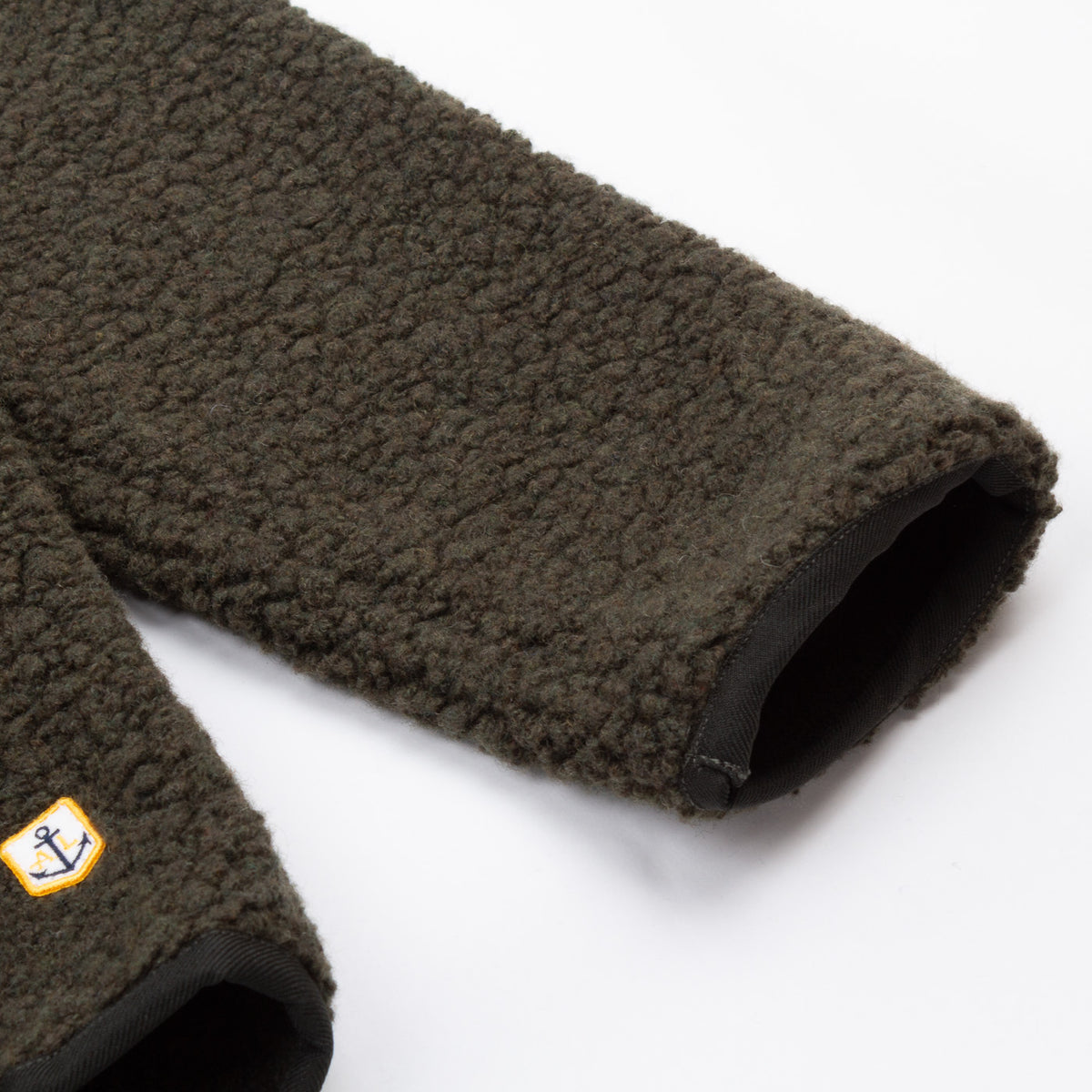 Zipped Sherpa Jacket - Olive Wool