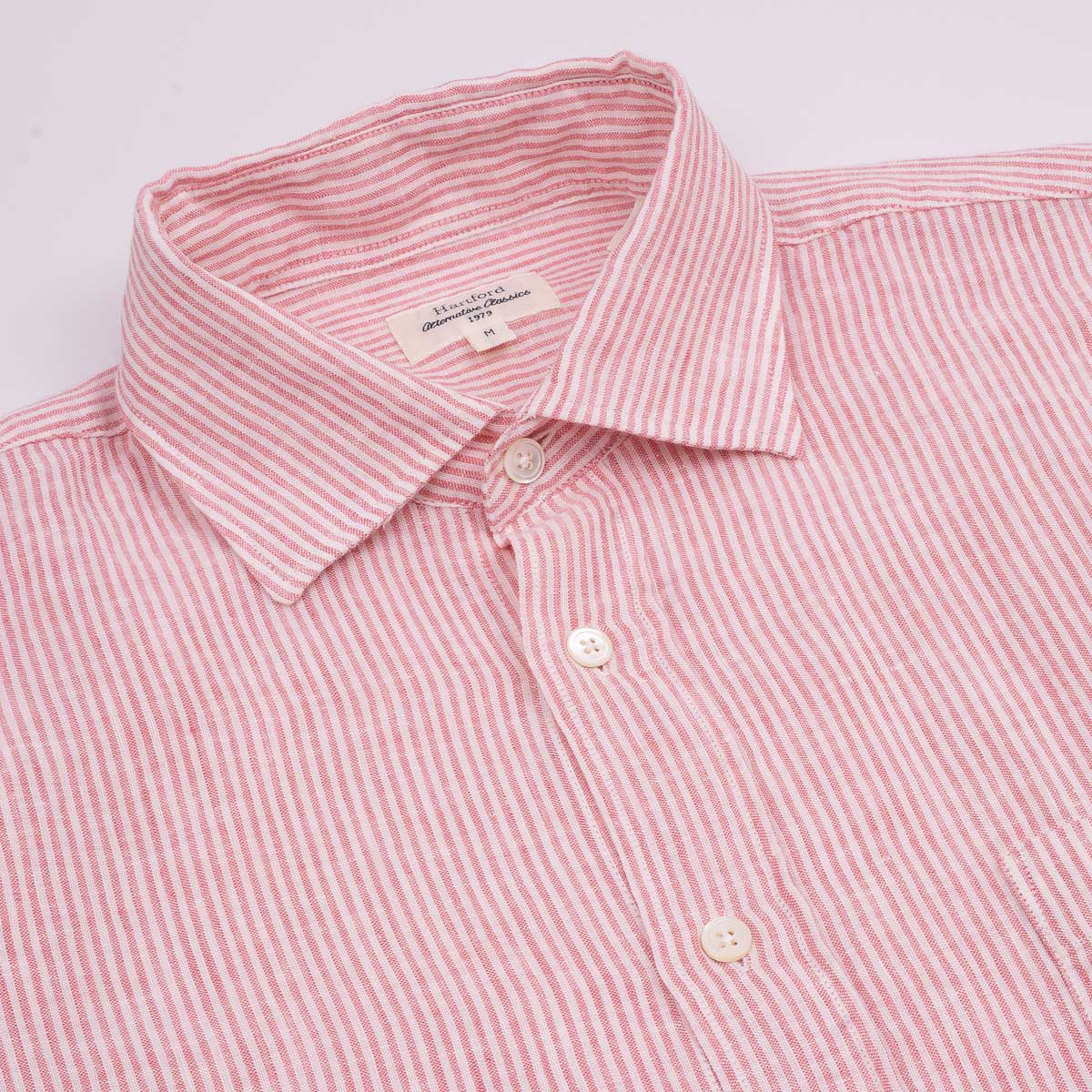Paul Shirt 1018 - Pink & White Linen (05)