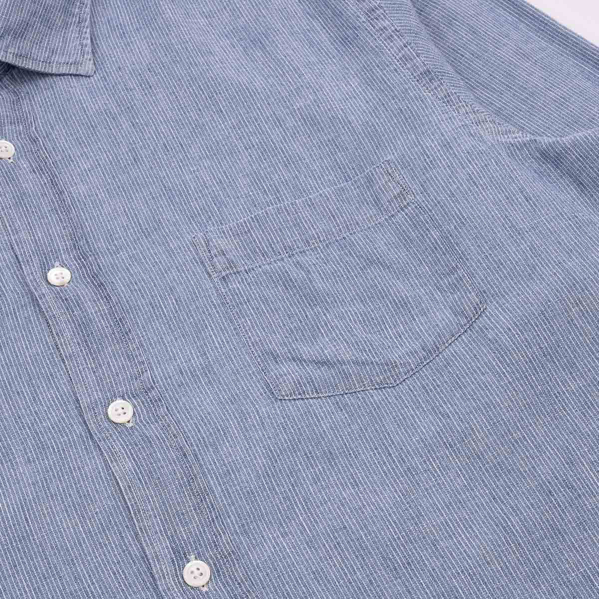 Paul Shirt 1025 - Striped Light Indigo Linen (02)