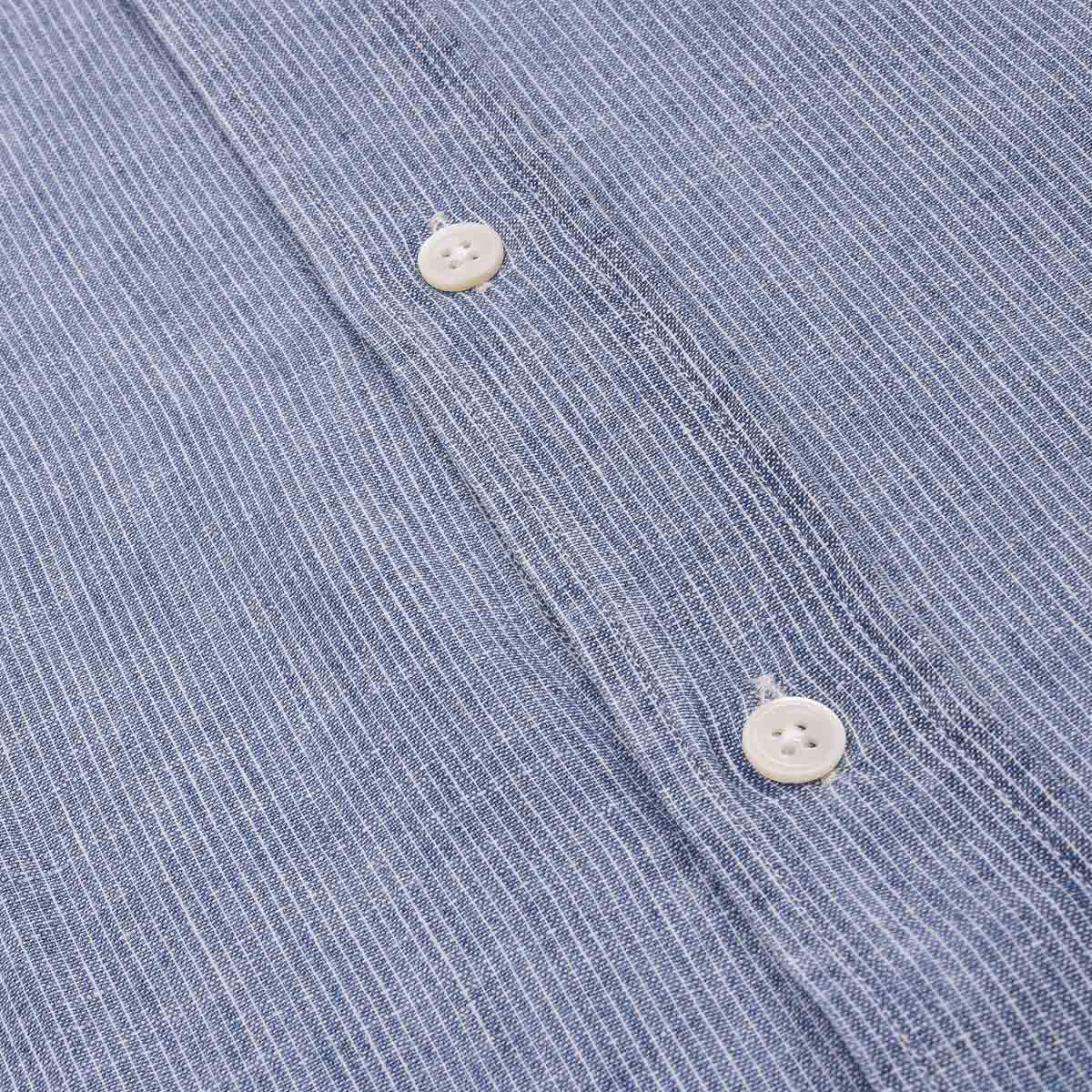 Paul Shirt 1025 - Striped Light Indigo Linen (02)