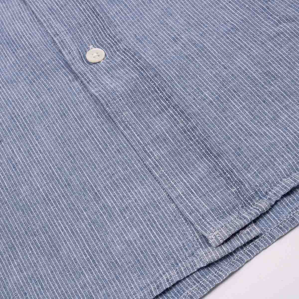 Paul Shirt 1025 - Striped Light Indigo Linen (02)