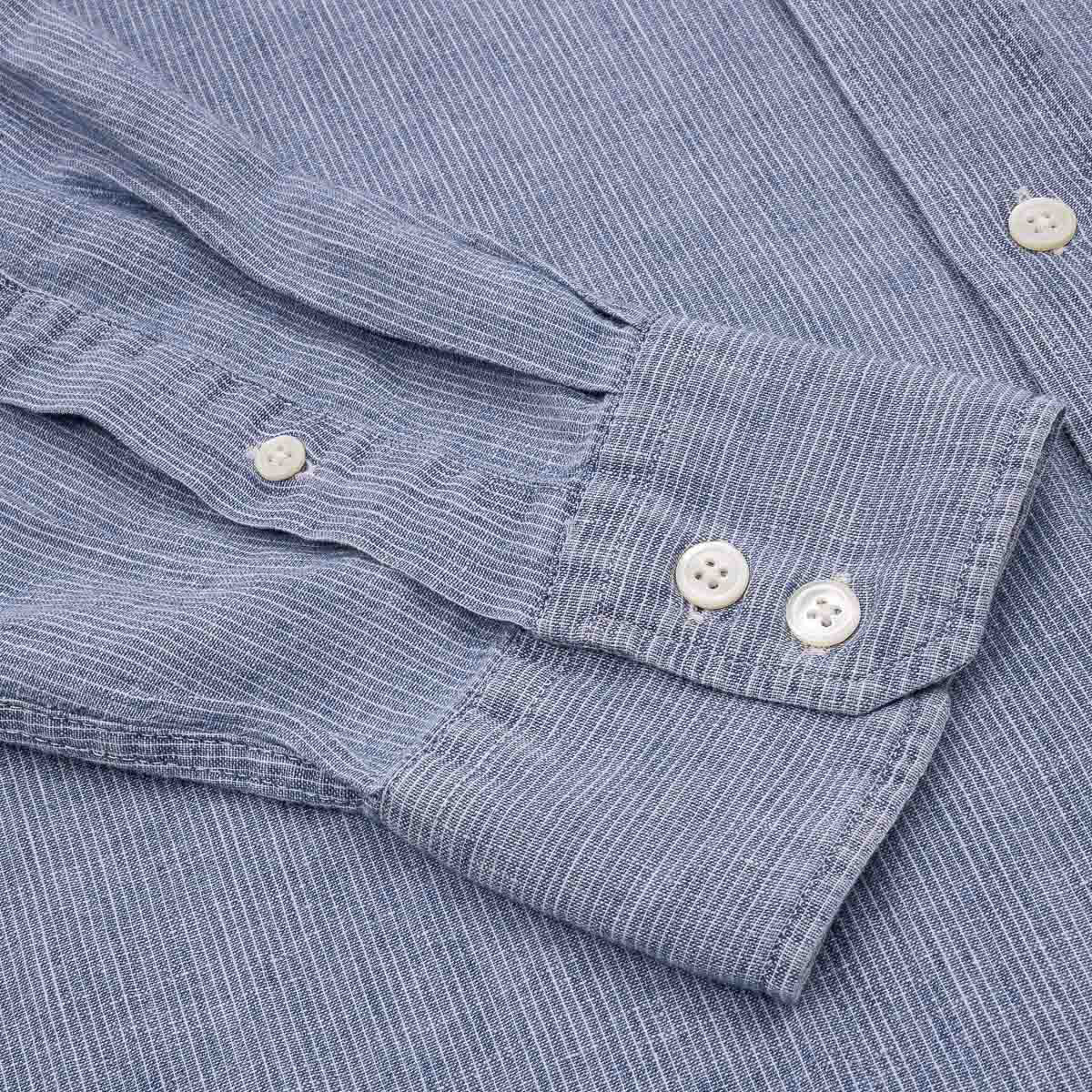 Paul Shirt 1025 - Striped Light Indigo Linen (02)
