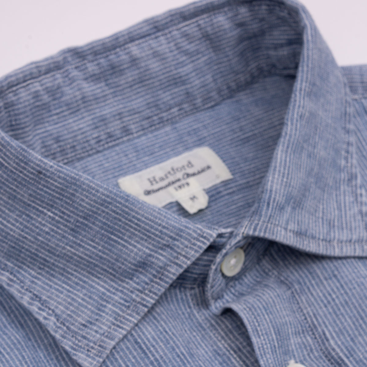Paul Shirt 1025 - Striped Light Indigo Linen (02)