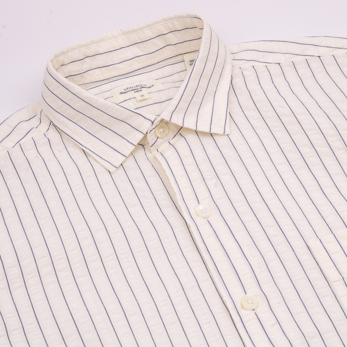 Pedro MC Shirt 6009 - Off White & Navy Seersucker (02)