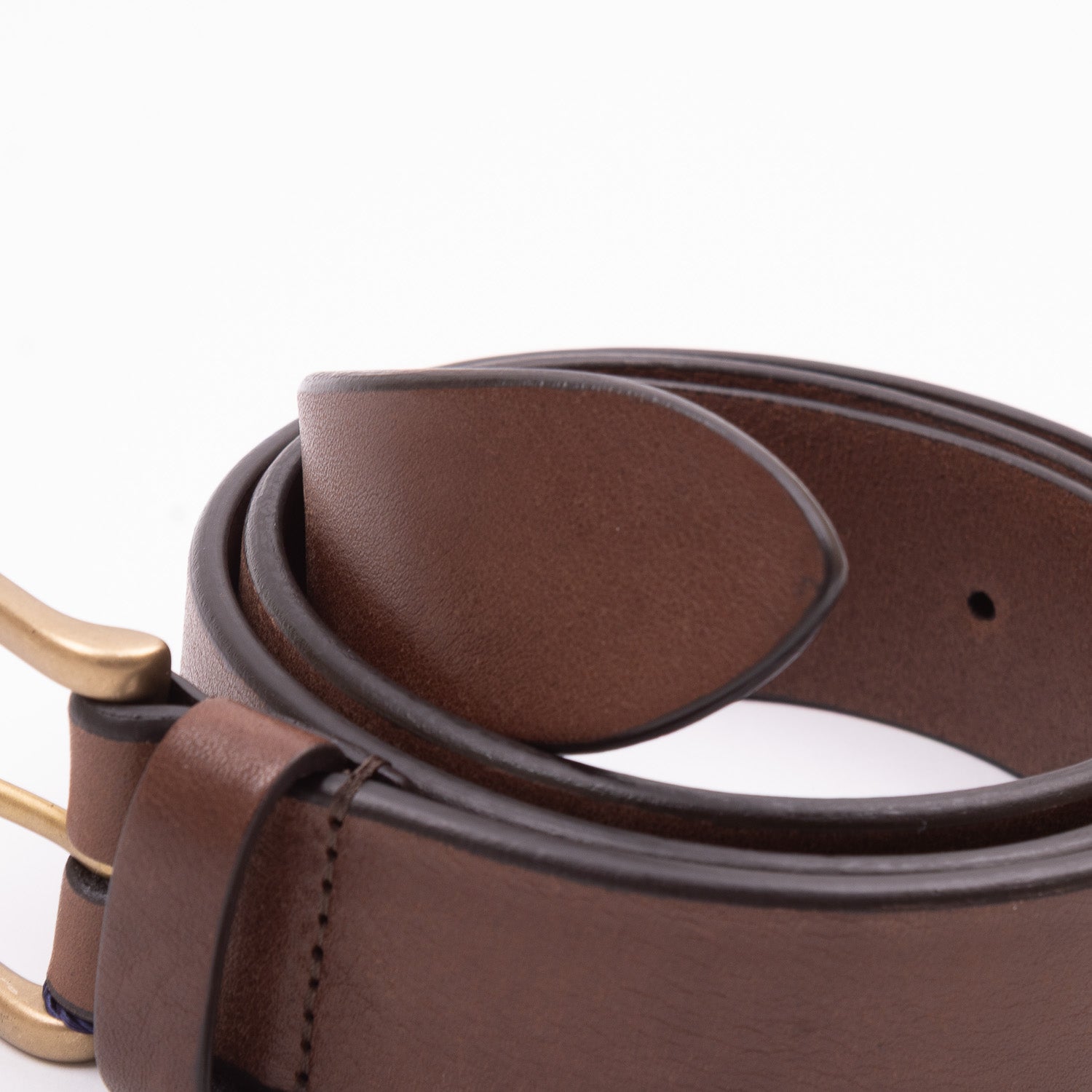Grained Bull Calf Leather Belt - Brown