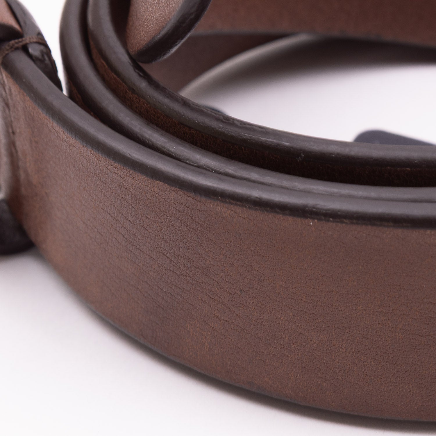Grained Bull Calf Leather Belt - Brown