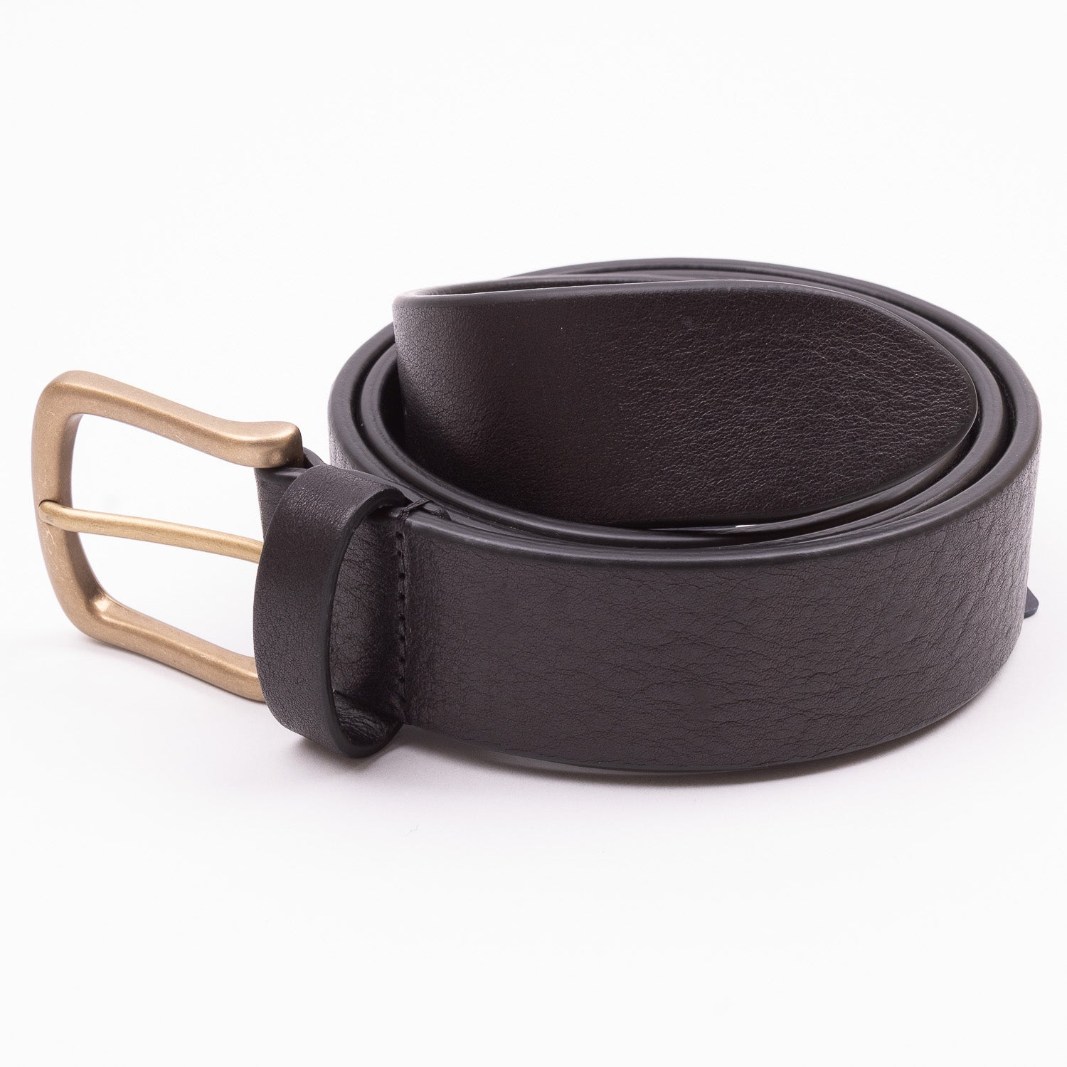 Grained Bull Calf Leather Belt - Black