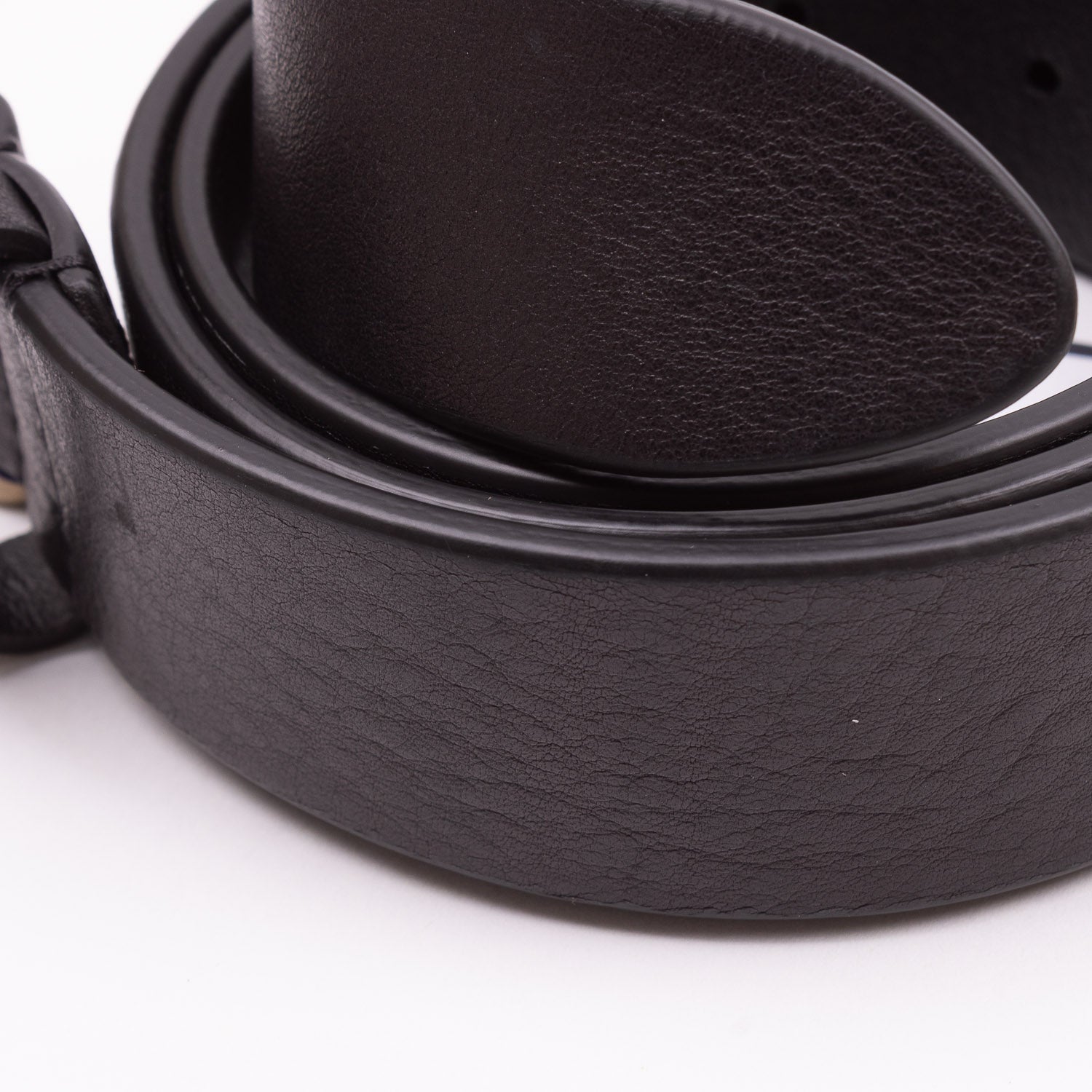 Grained Bull Calf Leather Belt - Black