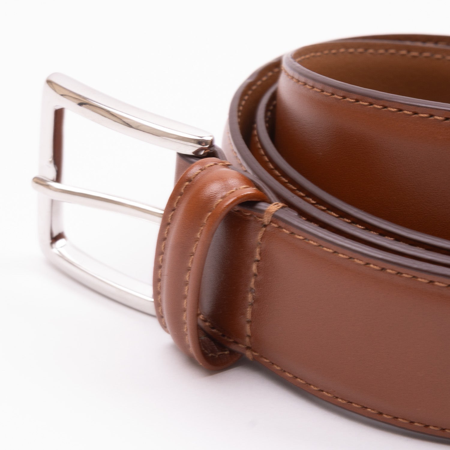 Polished Leather Belt - Light Brown