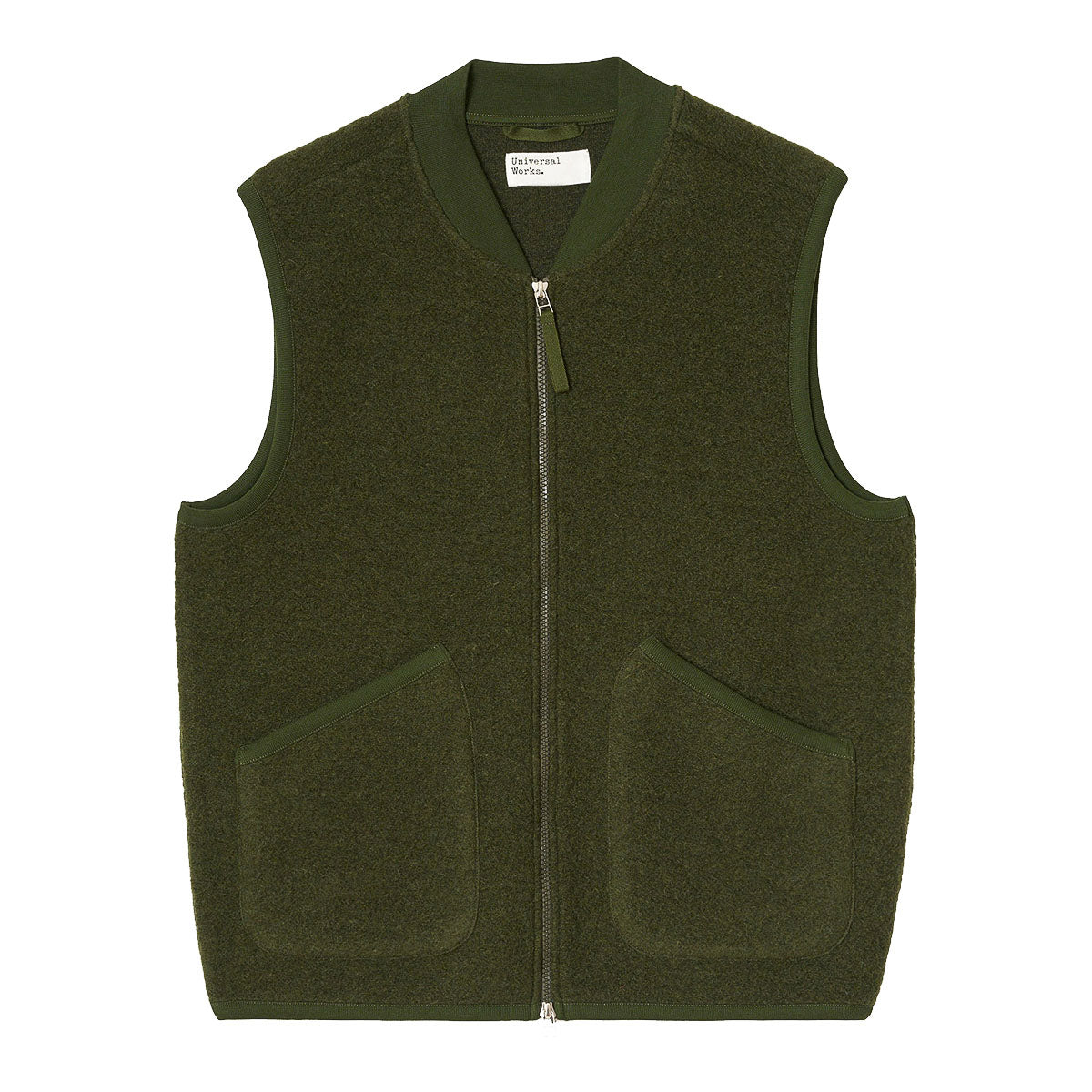 Zip Waistcoat - Olive Wool Fleece